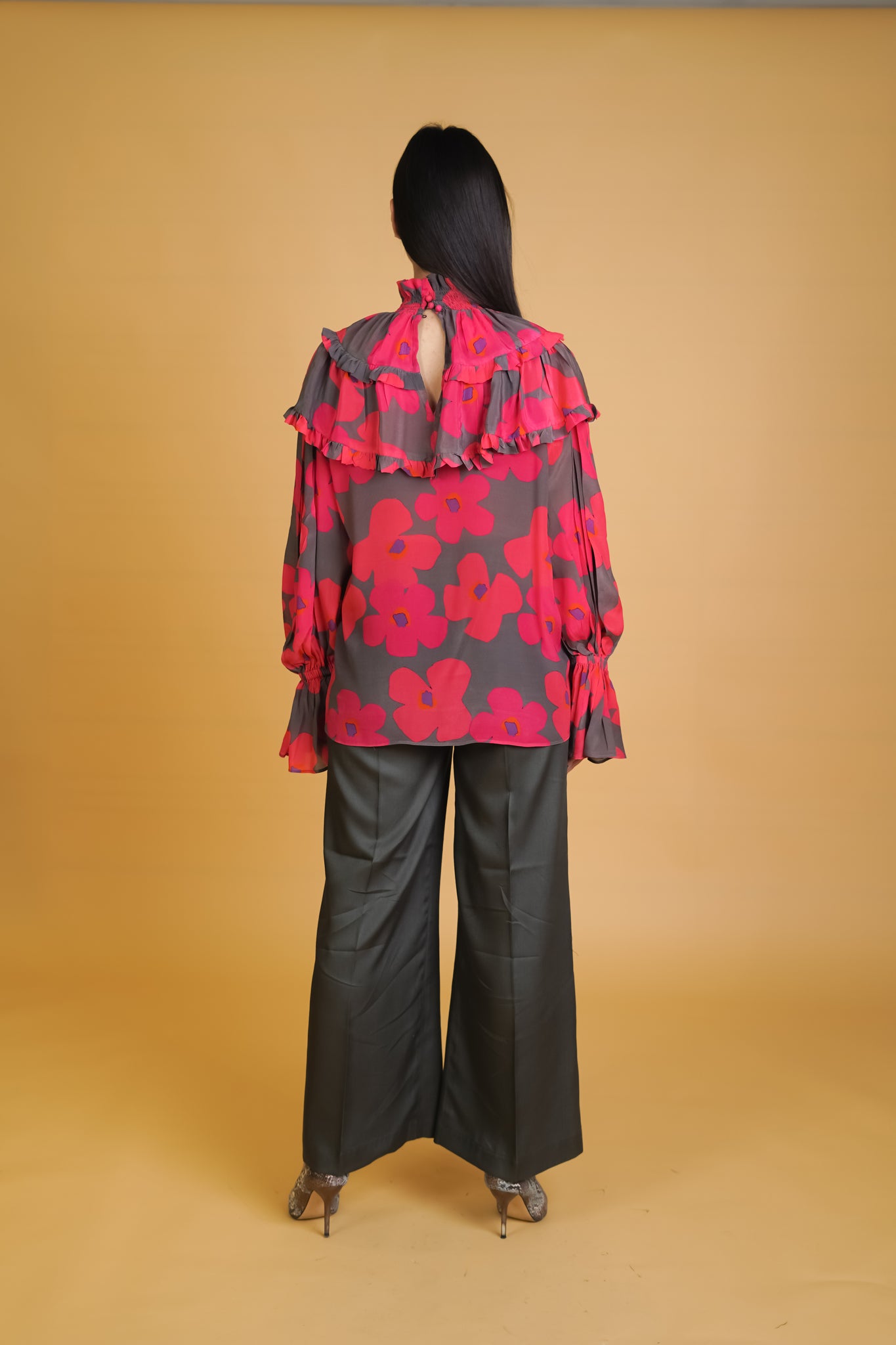 Ruffled Collar Floral Co-ord Set - Neetika Chopra