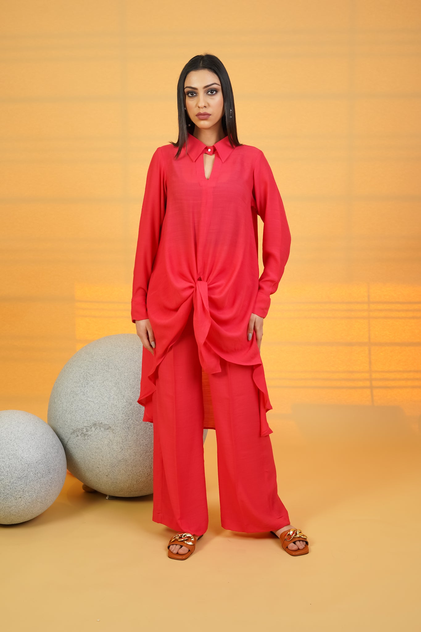 Scarlet Linen Crepe Co-ord Set - Neetika Chopra