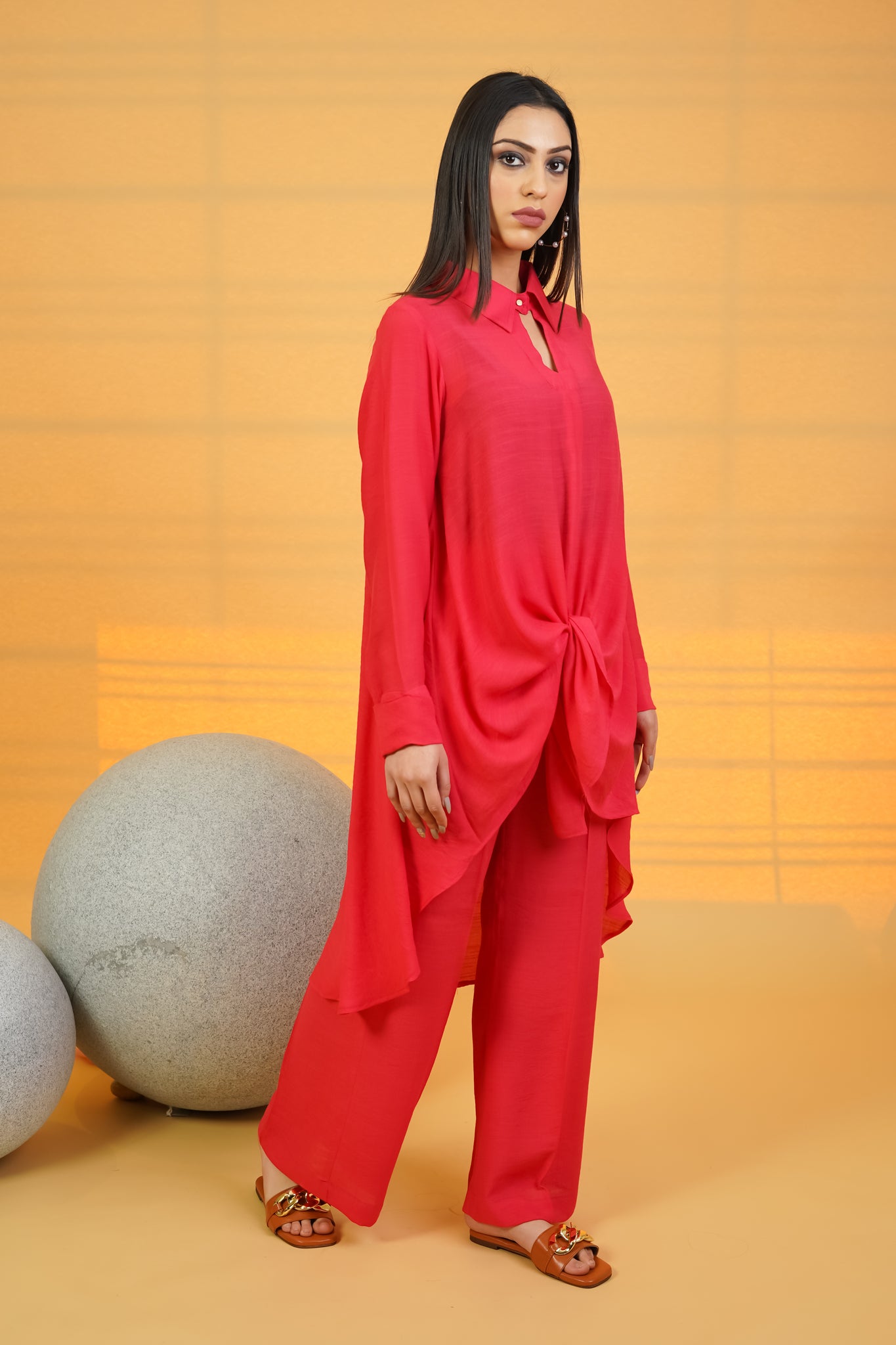 Scarlet Linen Crepe Co-ord Set - Neetika Chopra
