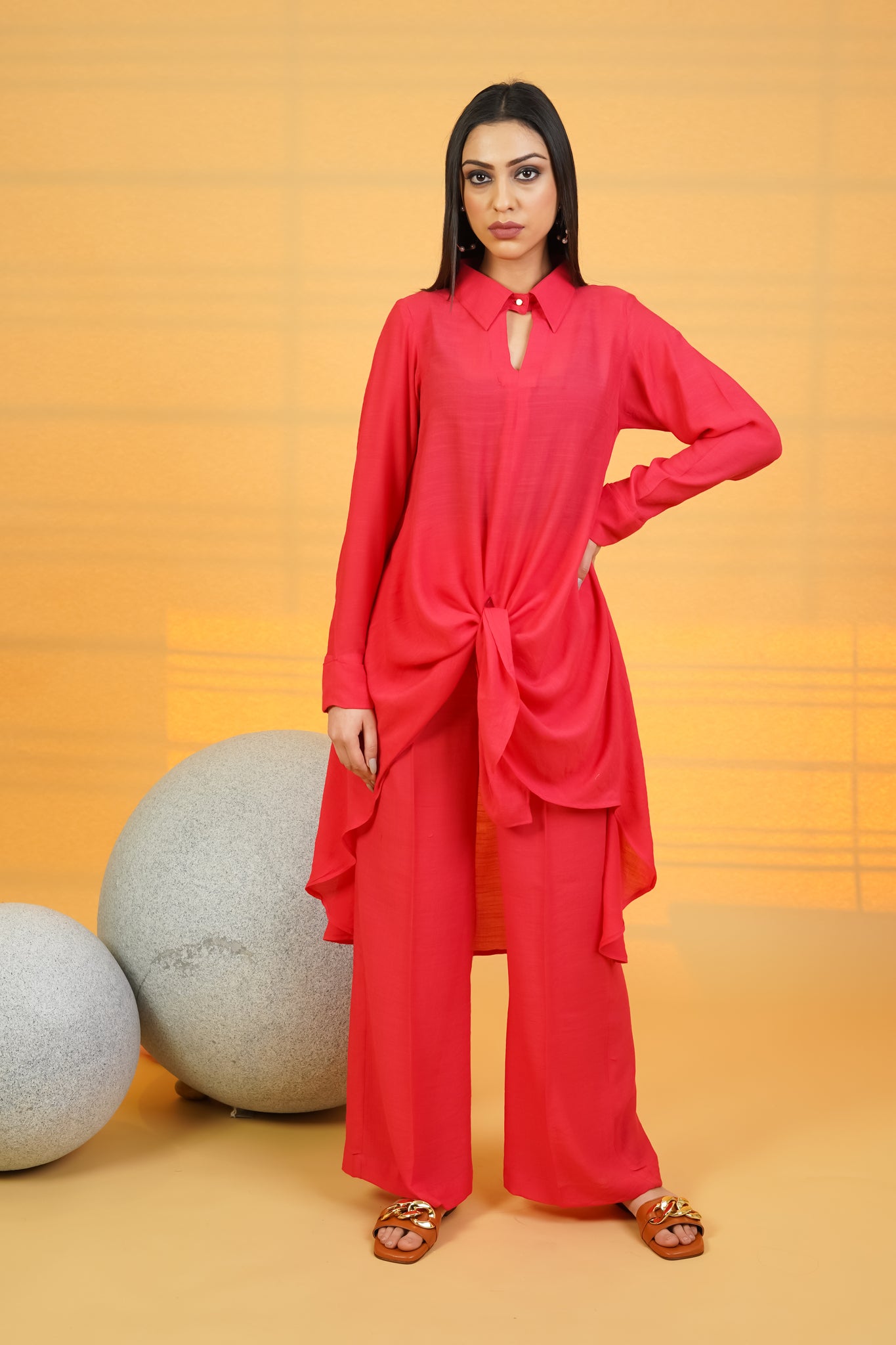 Scarlet Linen Crepe Co-ord Set - Neetika Chopra