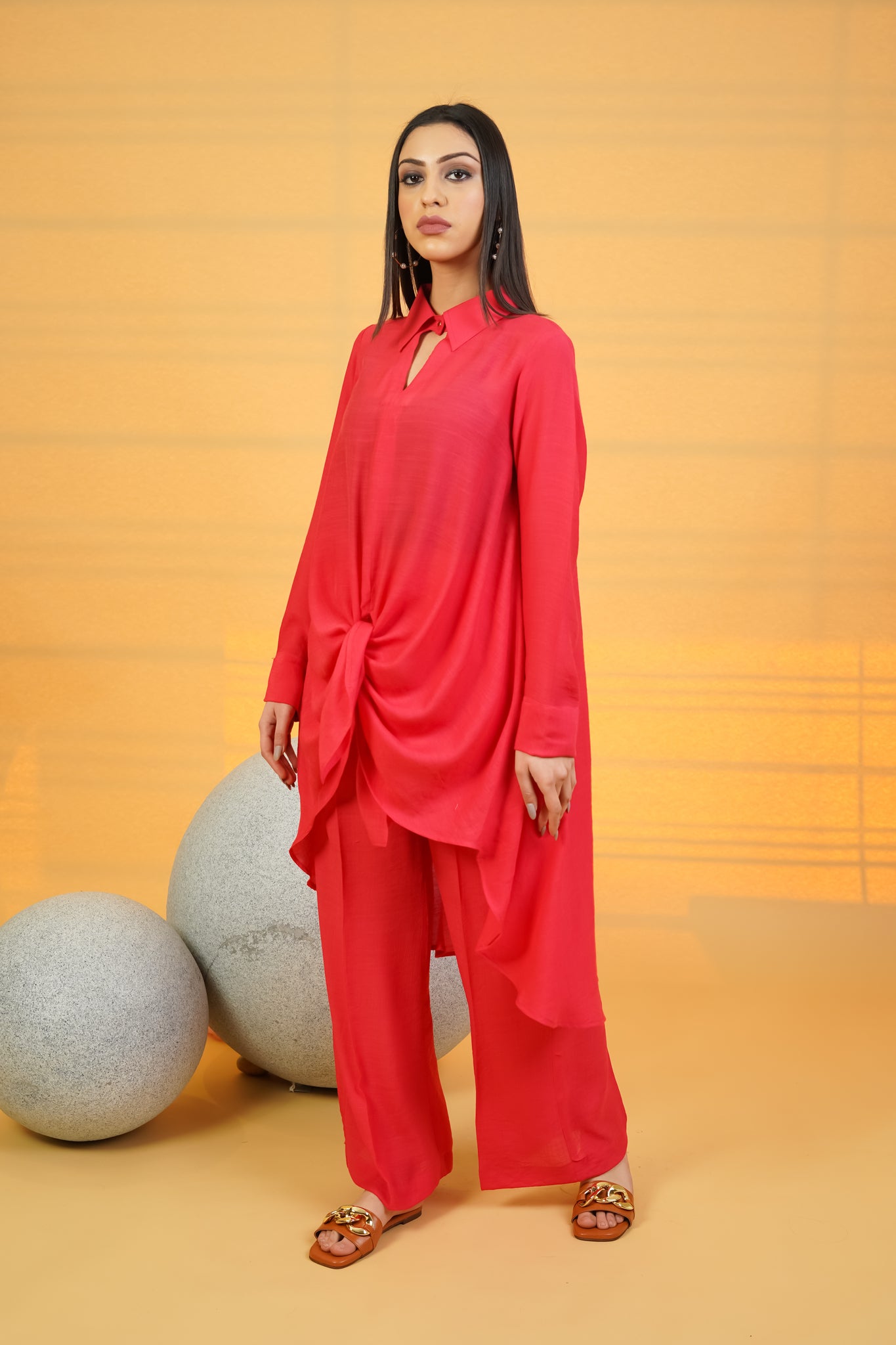 Scarlet Linen Crepe Co-ord Set - Neetika Chopra