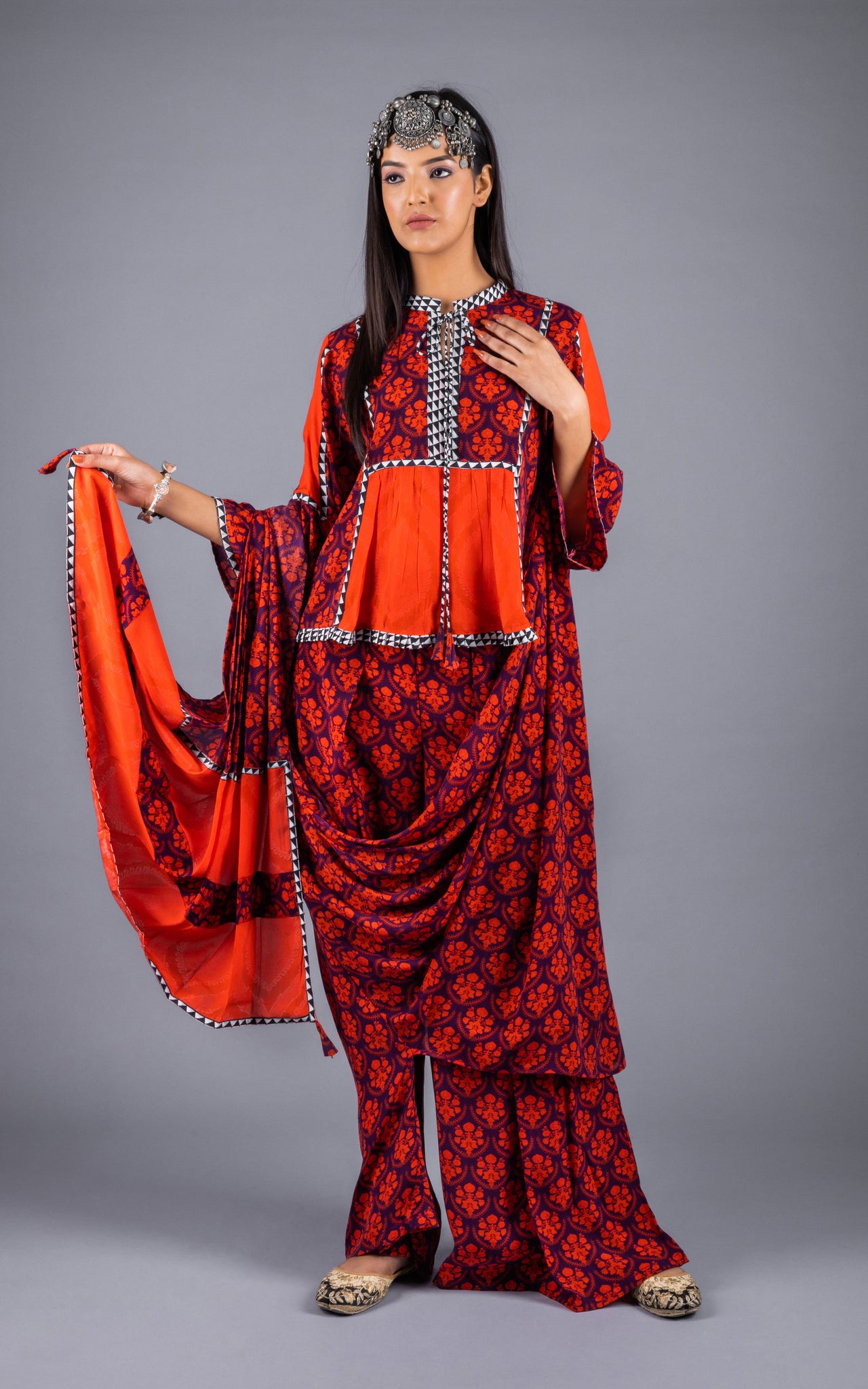 Tooba Crepe Palazzo Saree - Neetika Chopra