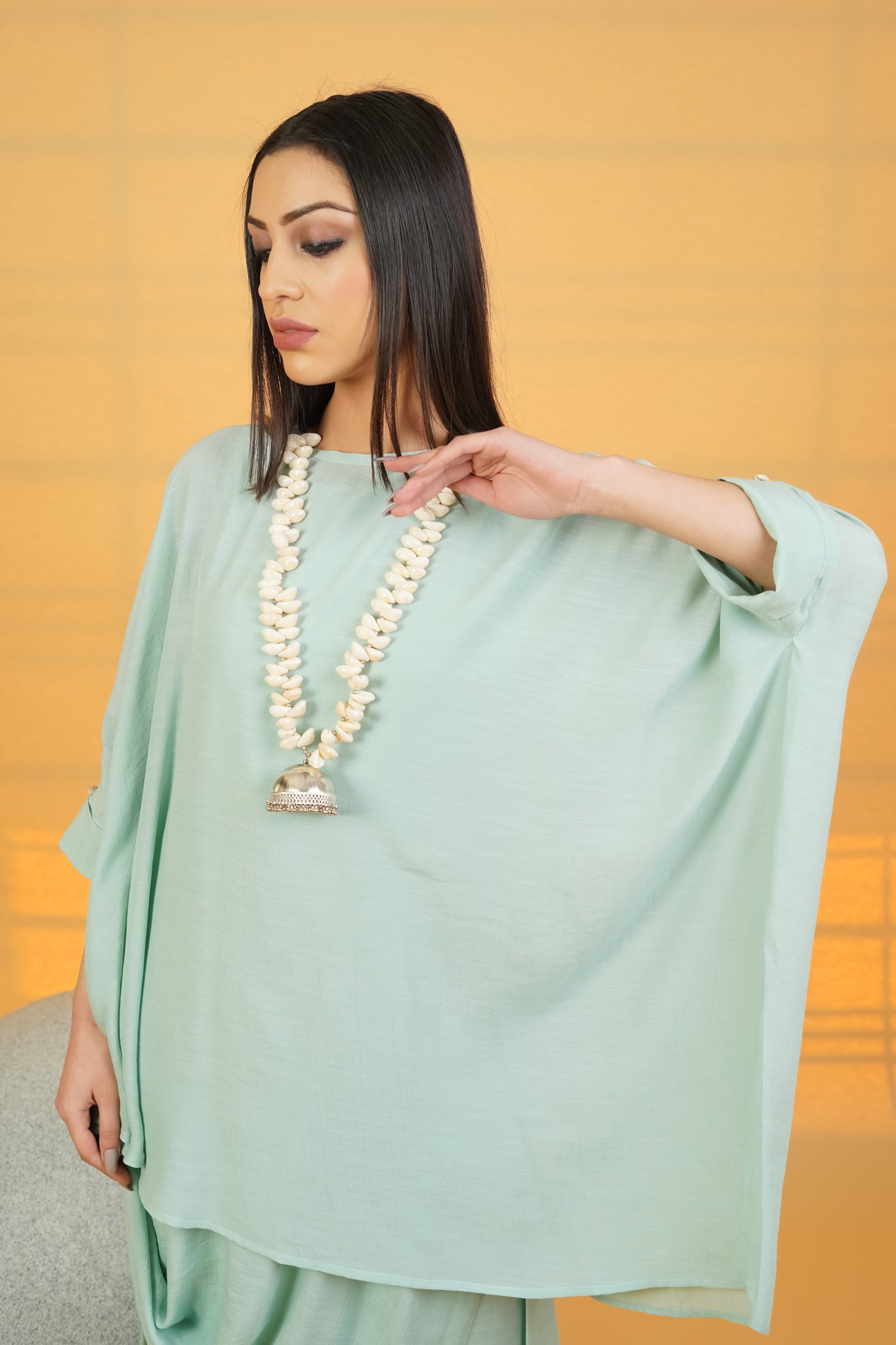 Sea Green Linen Crepe Co-ord Set - Neetika Chopra