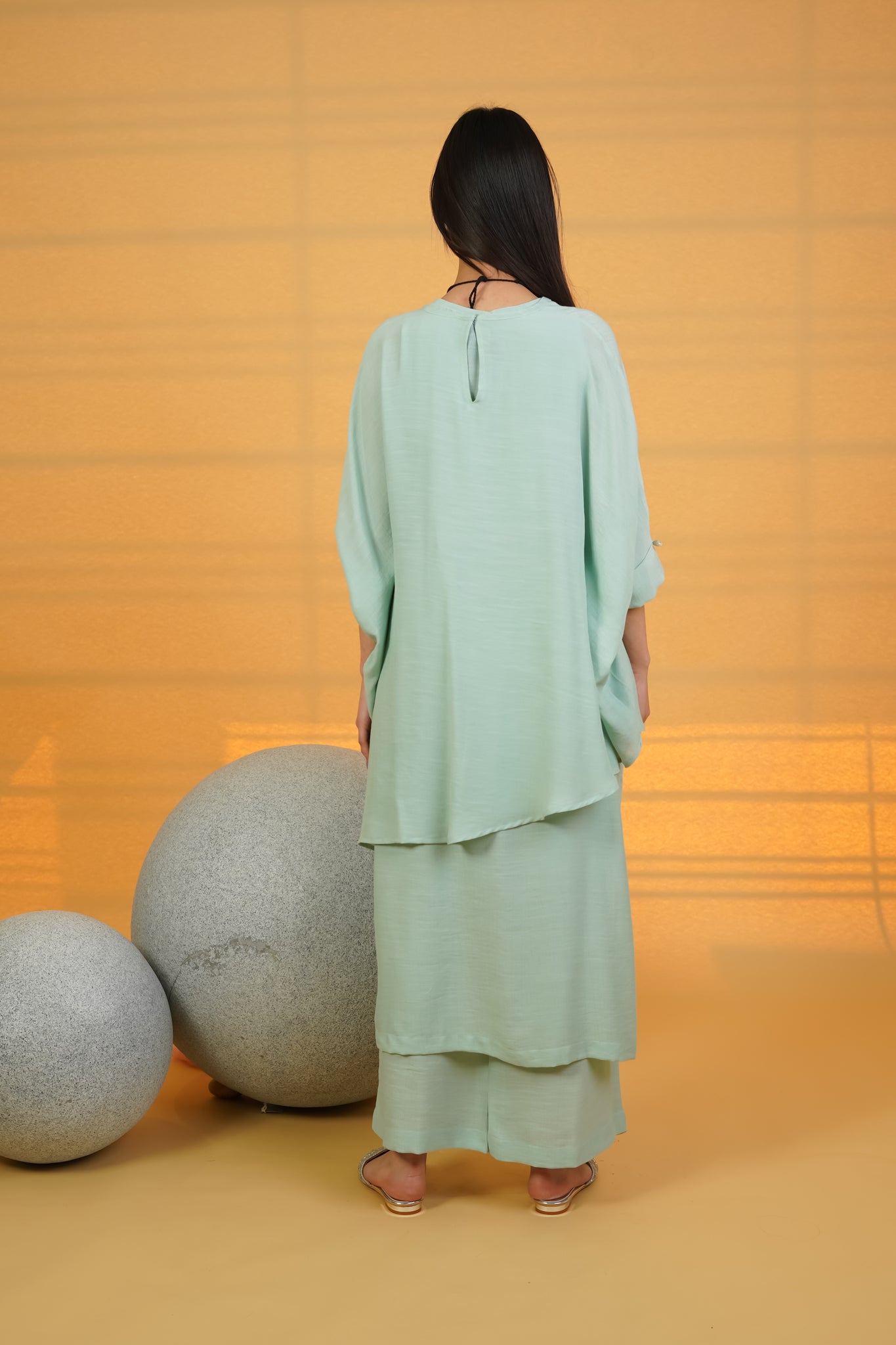 Sea Green Linen Crepe Co-ord Set - Neetika Chopra