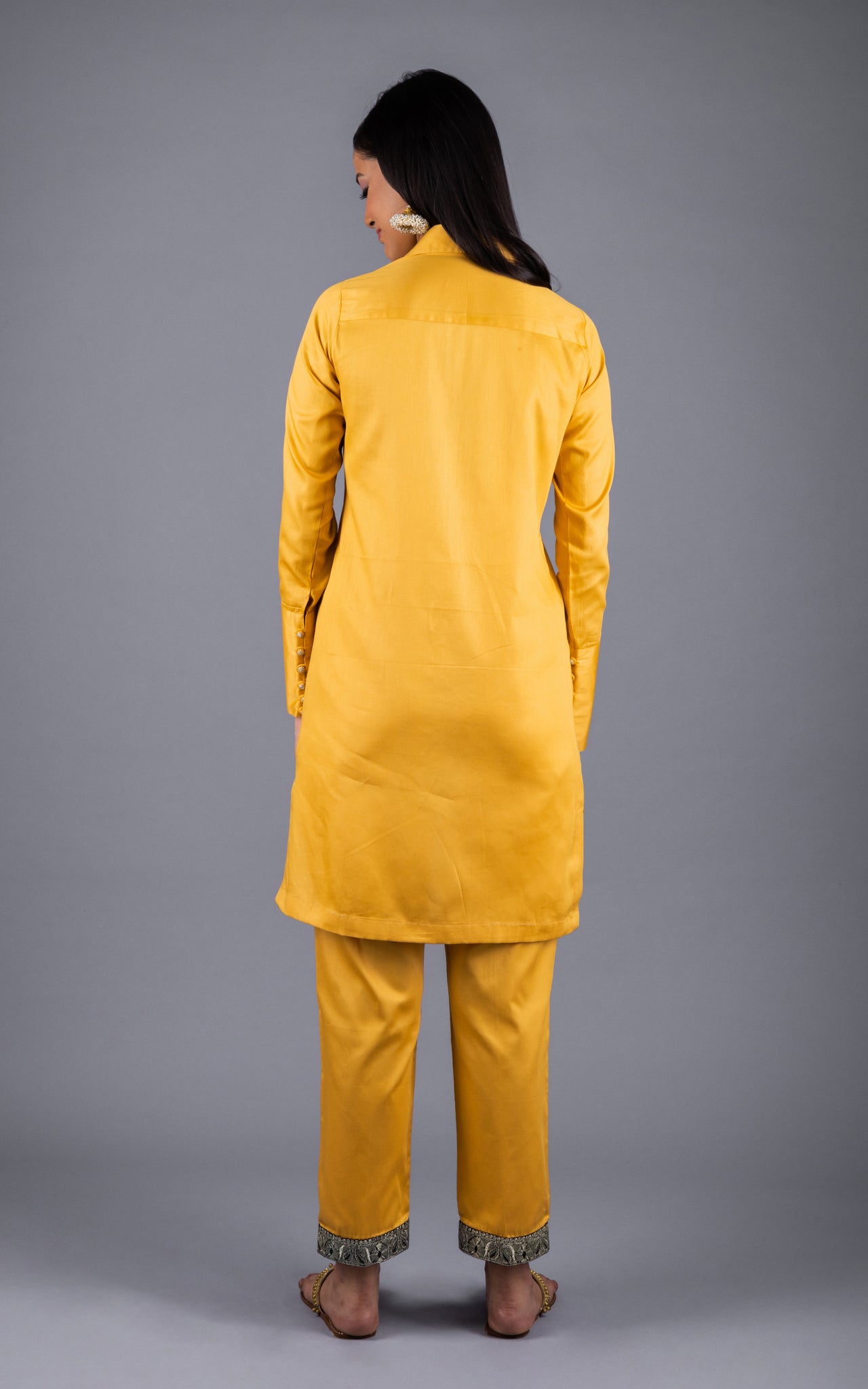 Yellow Embroidered Zip Co-ord Set - Neetika Chopra