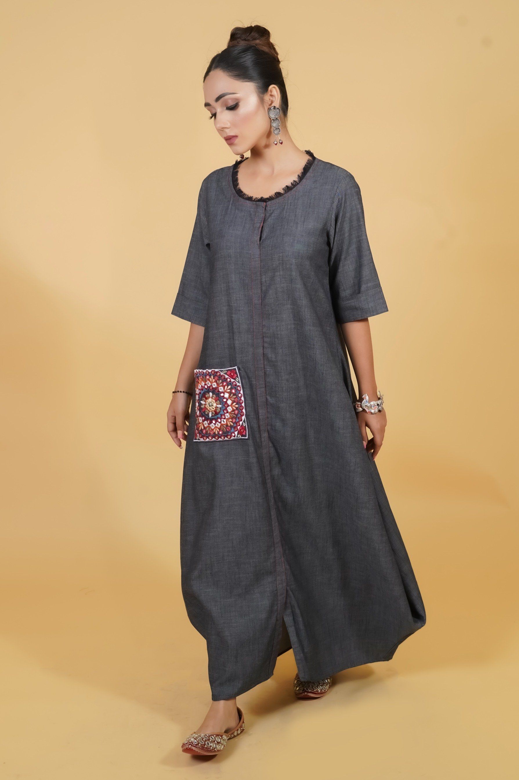 Denim Mirror Work Dress - Neetika Chopra