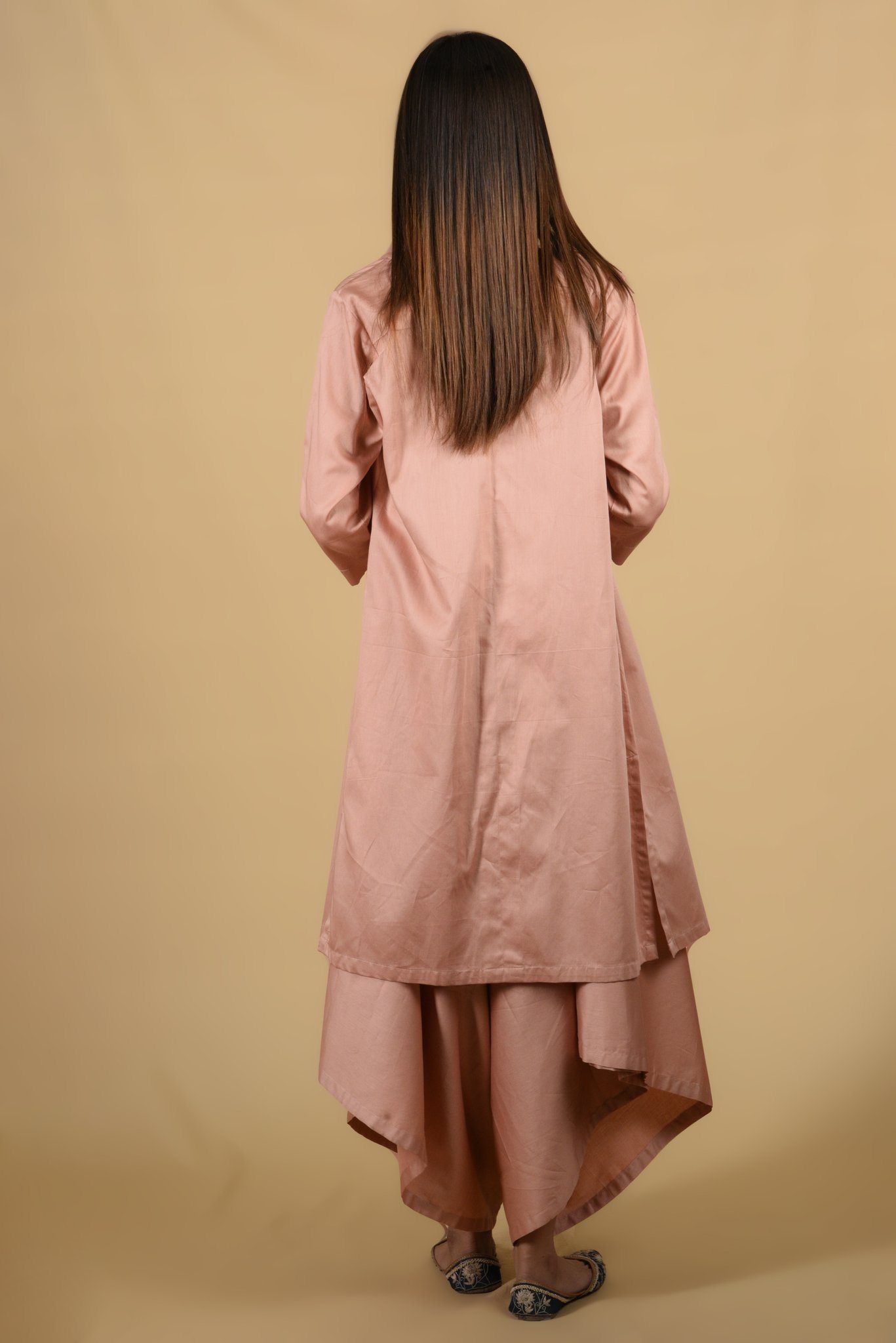 Salmon Pink Jumpsuit With Overlay - Neetika Chopra