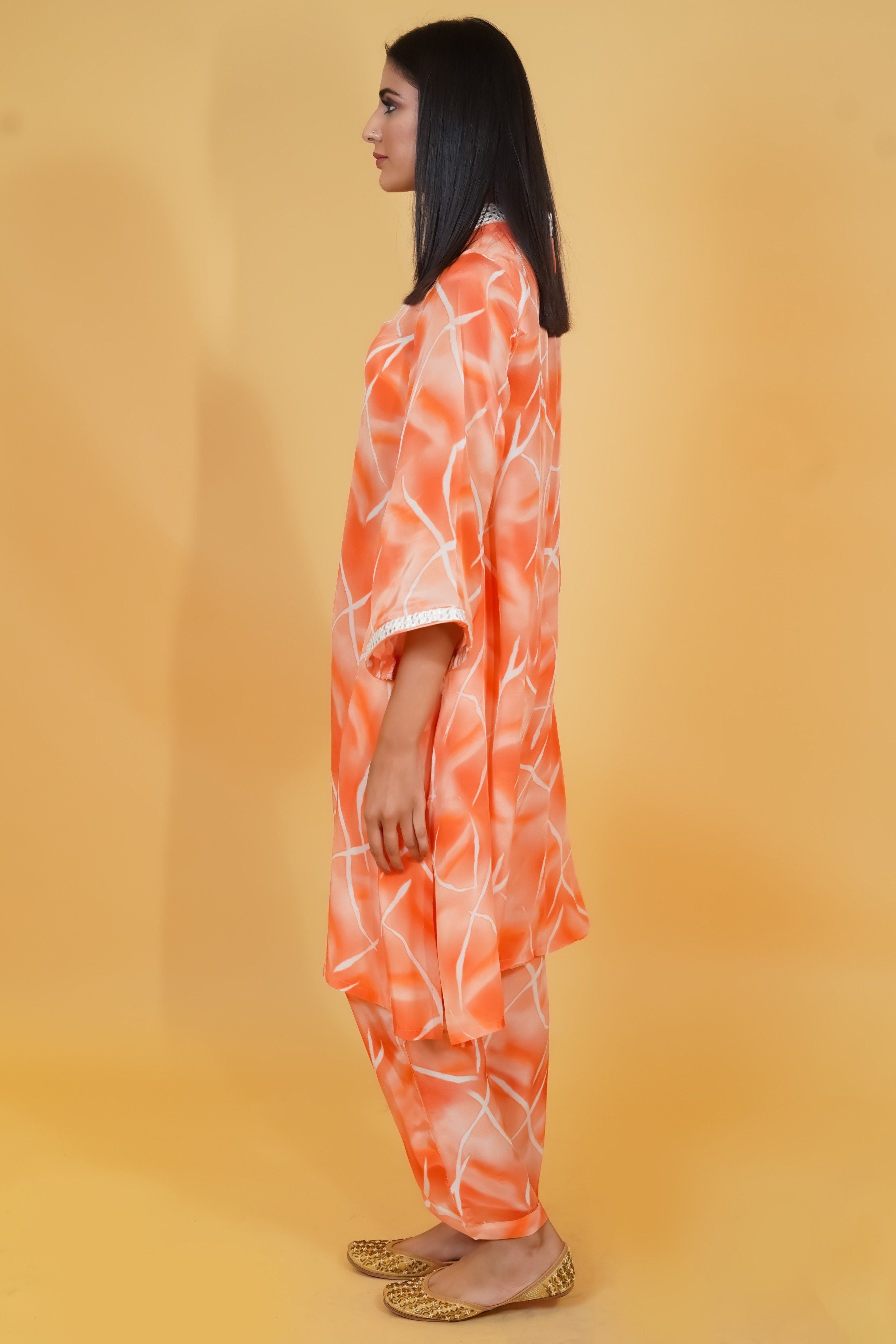 Tangerine Shaded Crepe Co-ord Set - Neetika Chopra