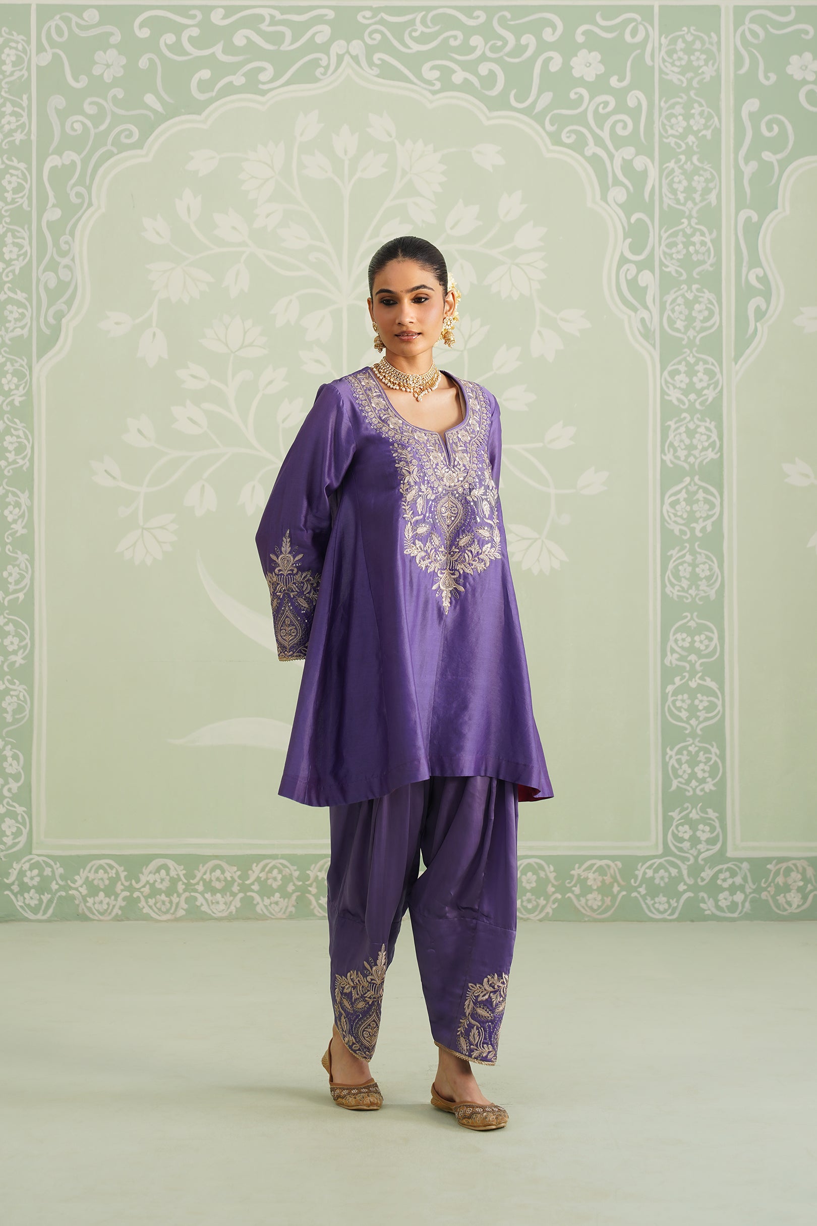 Anaira Chanderi Satin Embroidered Matching Set