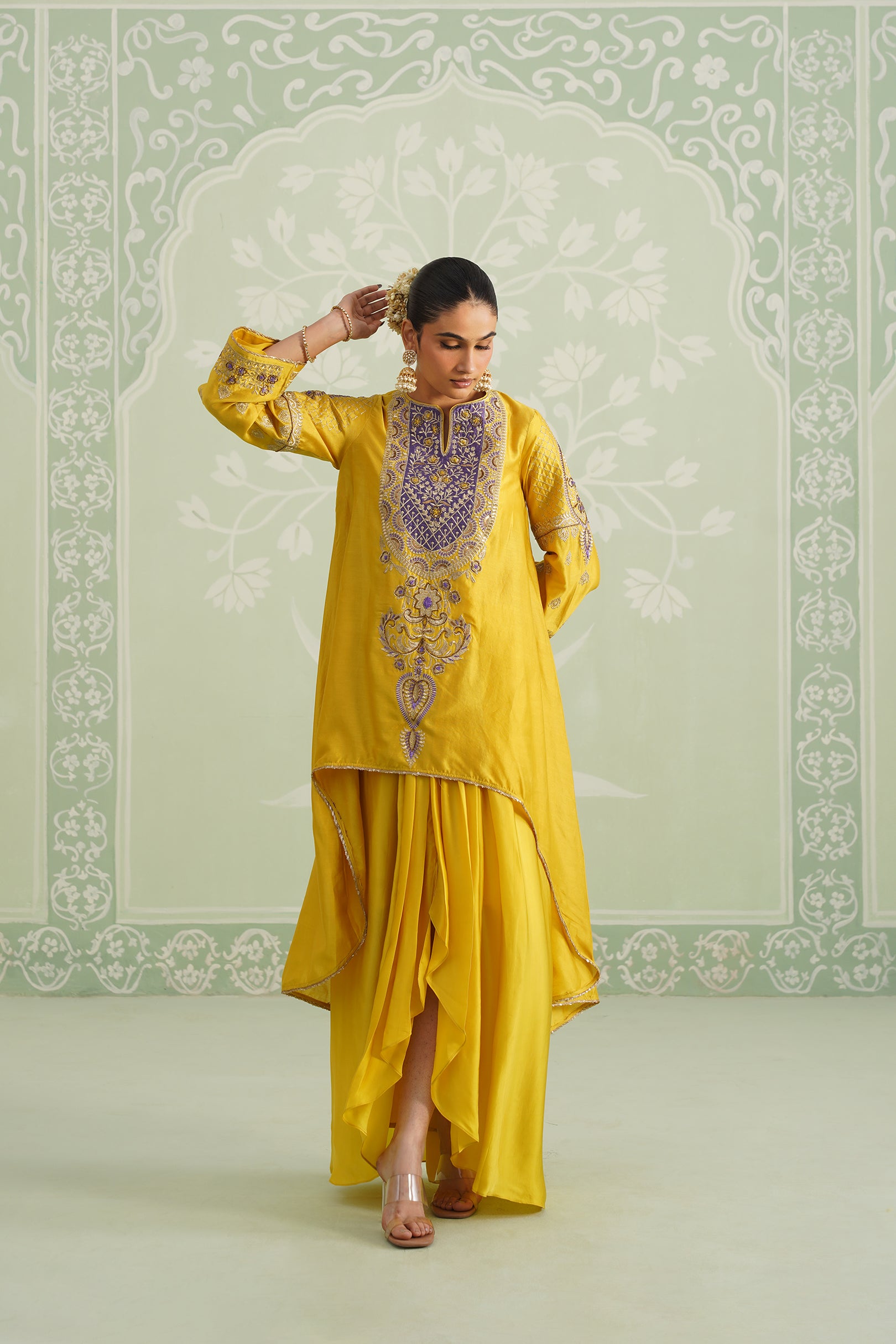 Tamana Chanderi Satin Embroidered Matching Set