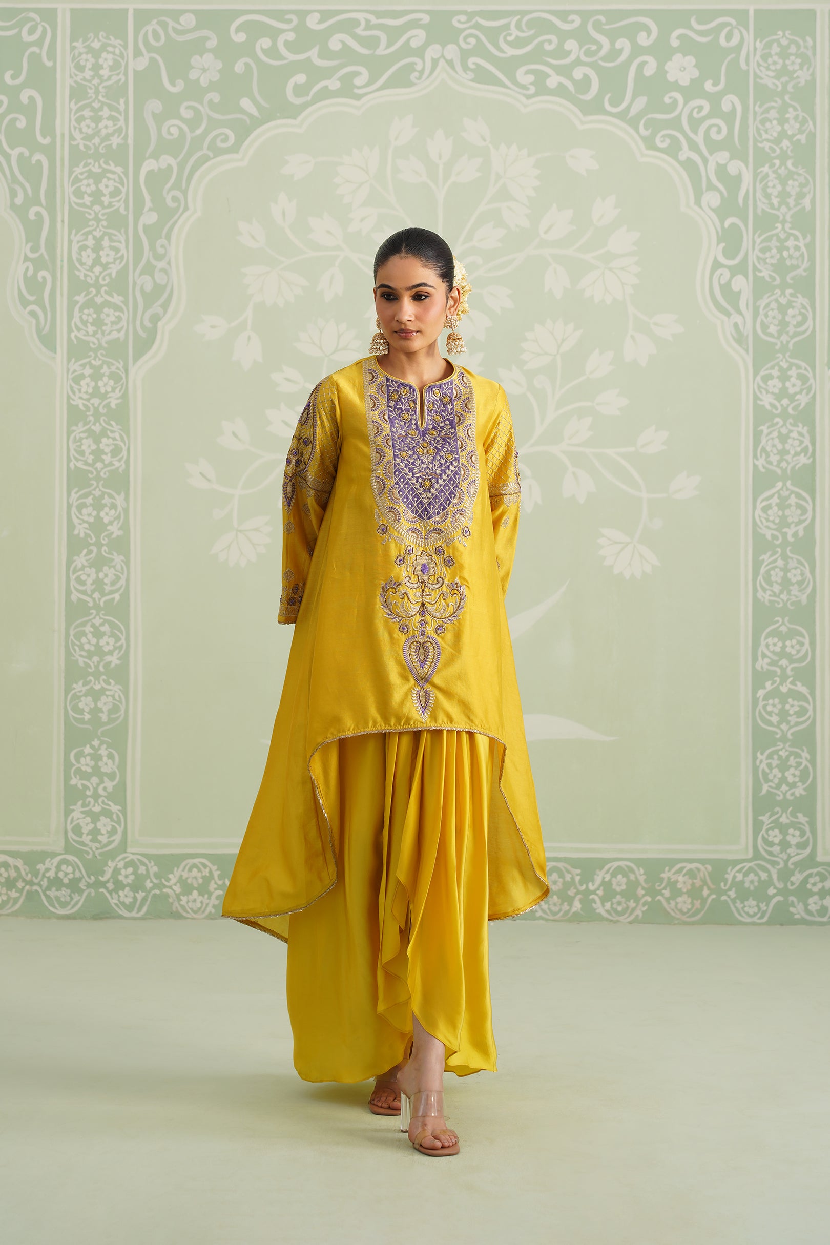 Tamana Chanderi Satin Embroidered Matching Set