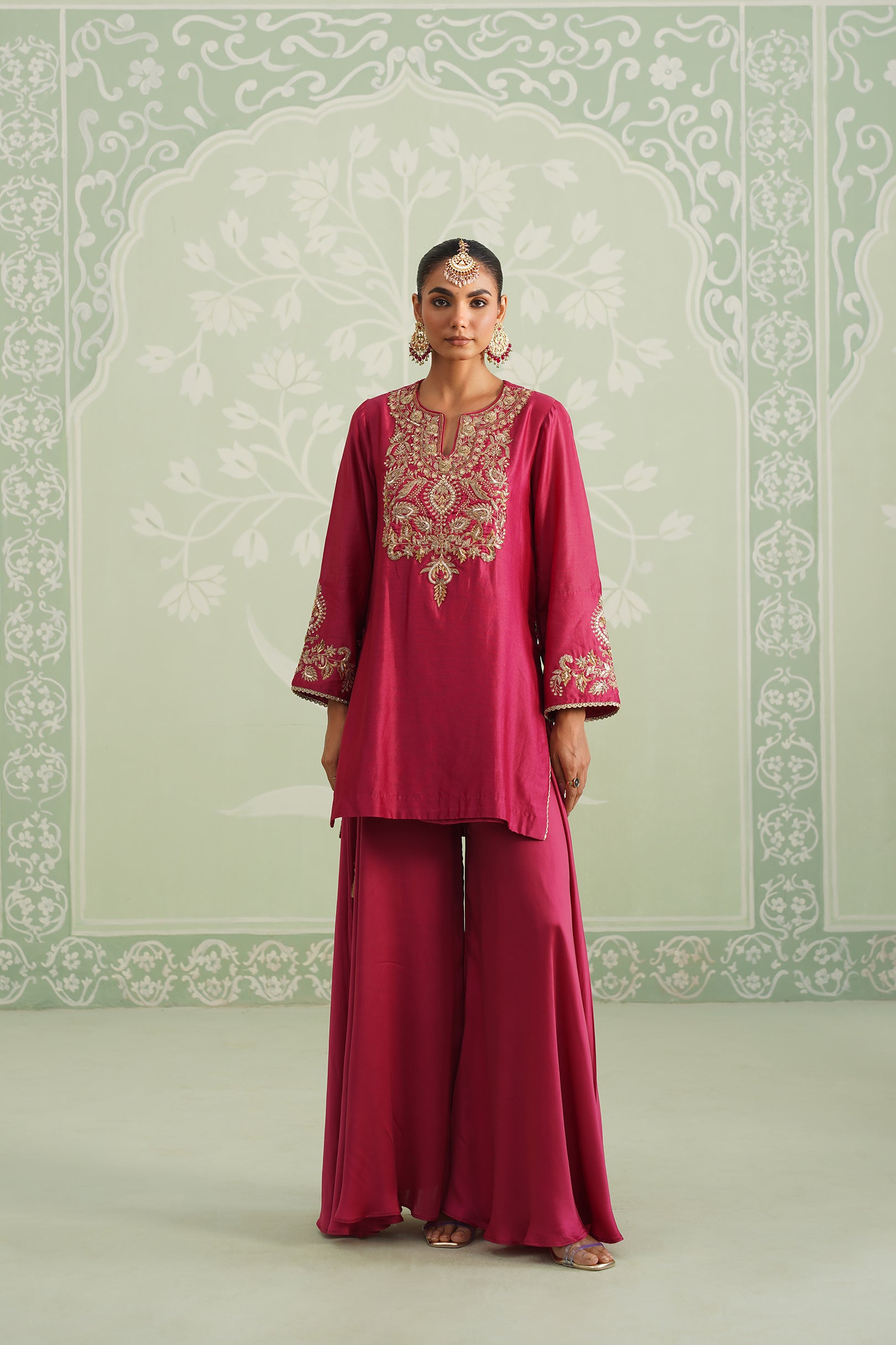 Dani Chanderi Satin Embroidered Matching Set