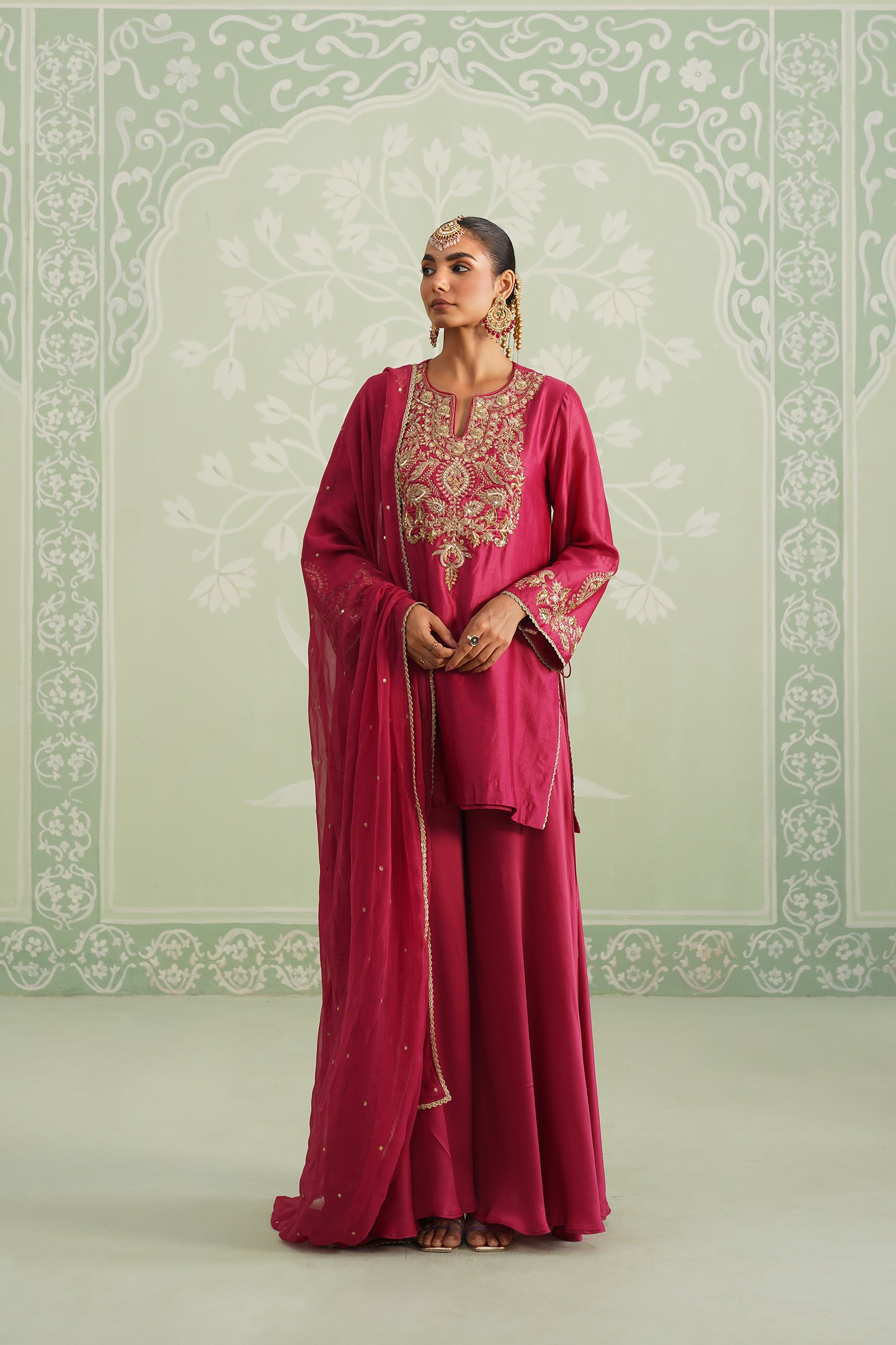 Dani Chanderi Satin Embroidered Matching Set