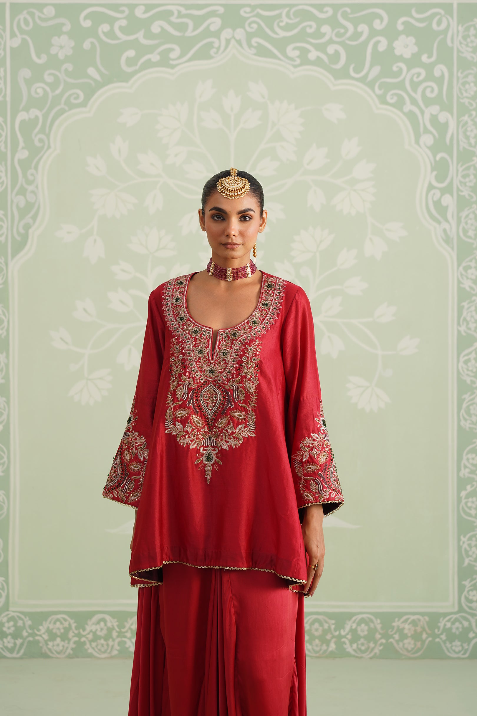 Mina Chanderi Satin Embroidered Matching Set