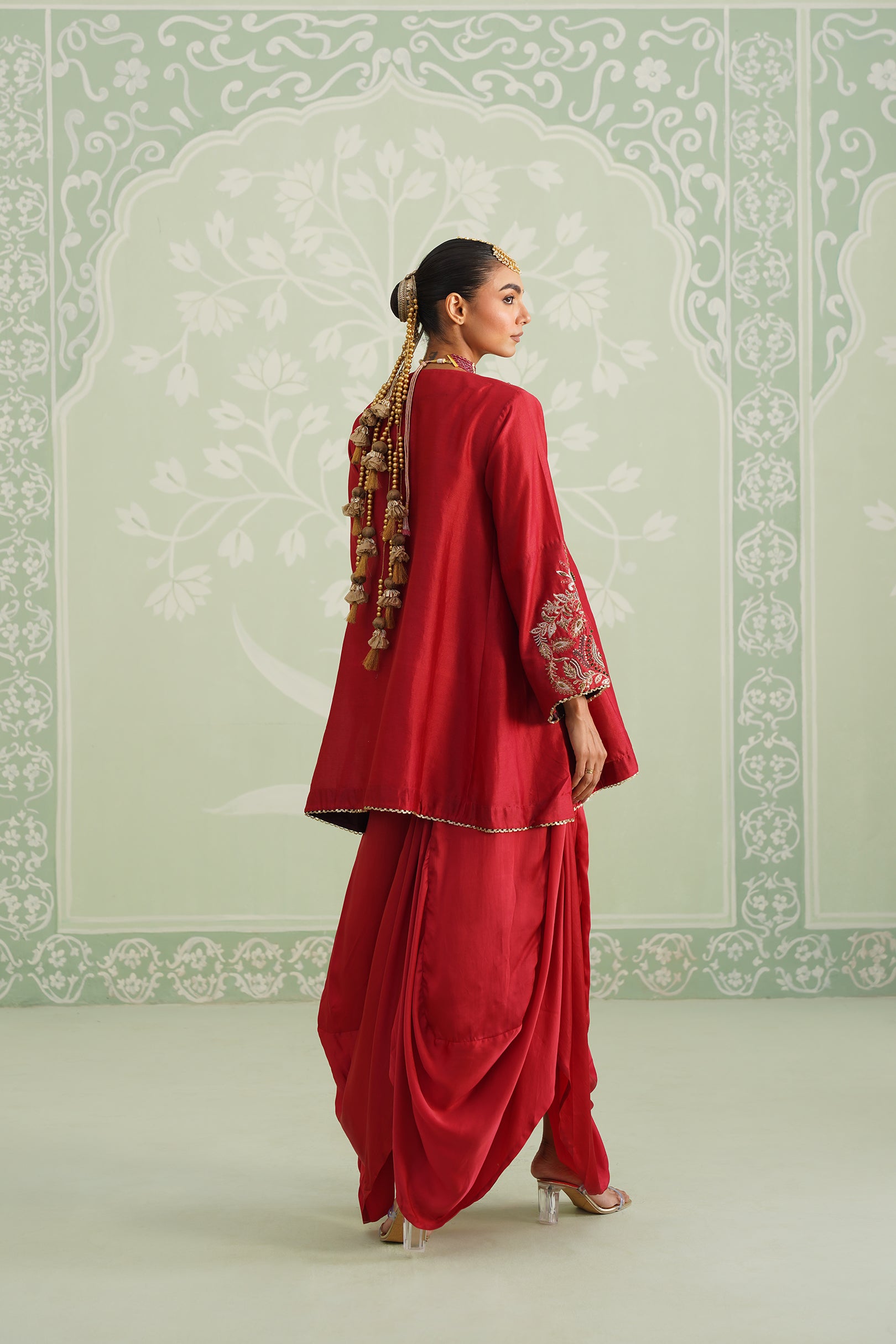 Mina Chanderi Satin Embroidered Matching Set