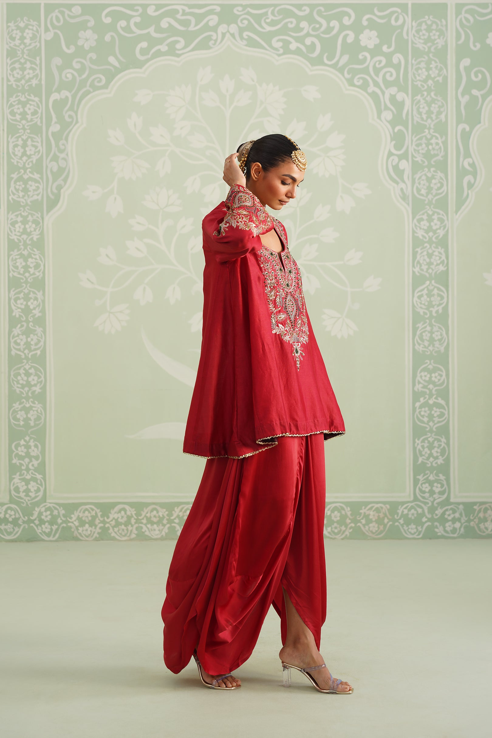 Mina Chanderi Satin Embroidered Matching Set