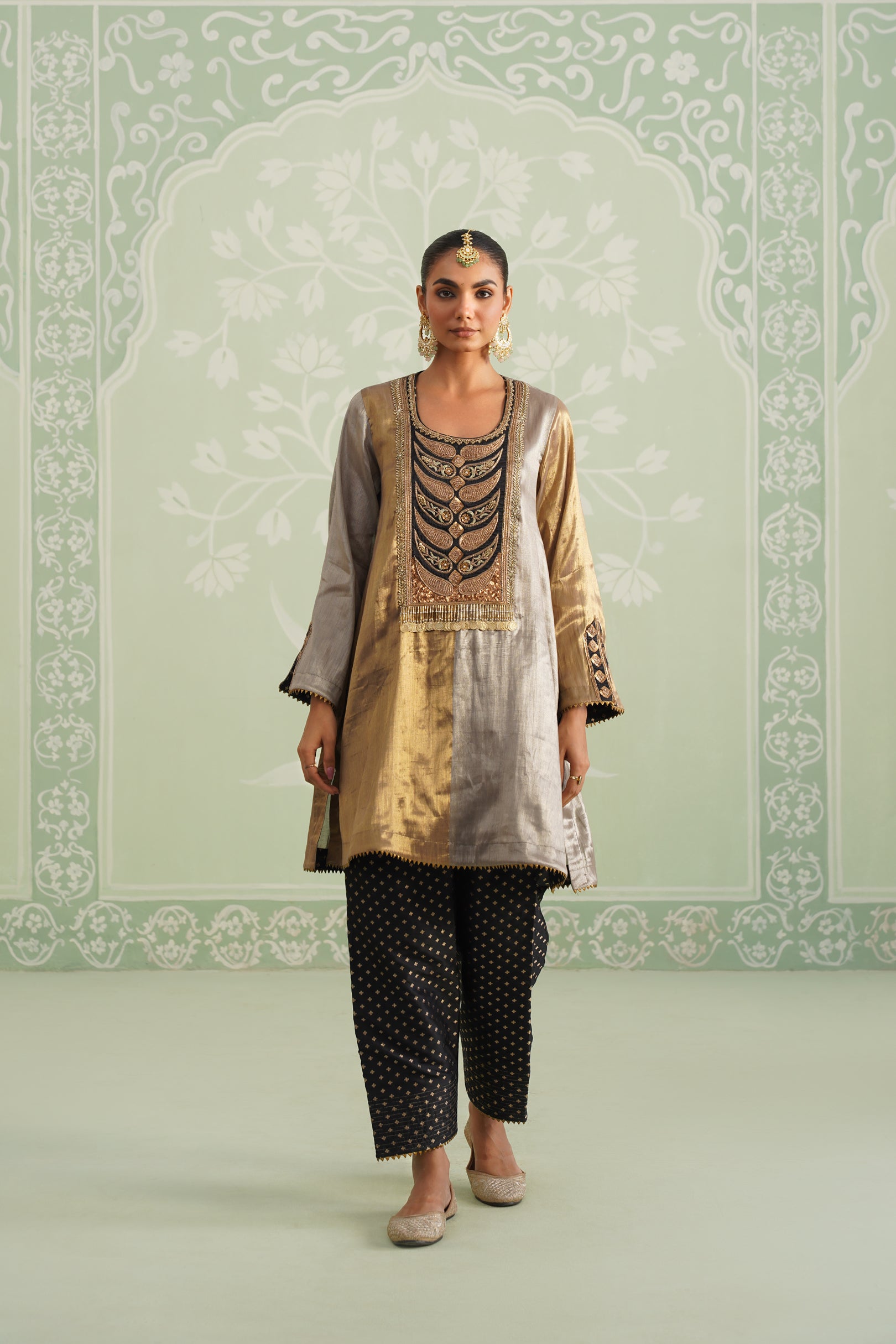 Anam Tissue Satin Embroidered Matching Set