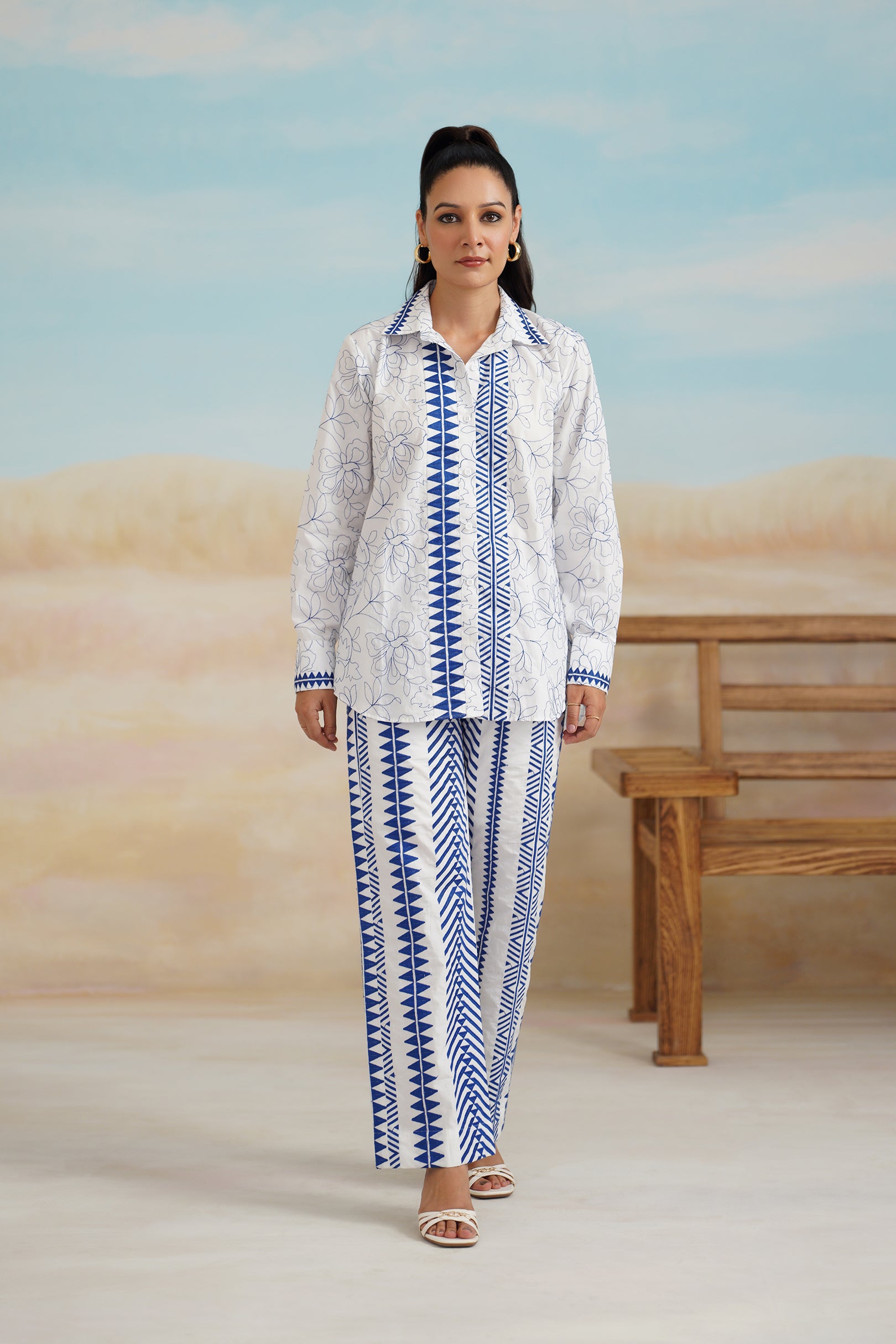 Tanvi Poplon Cotton Embroidered Matching Set