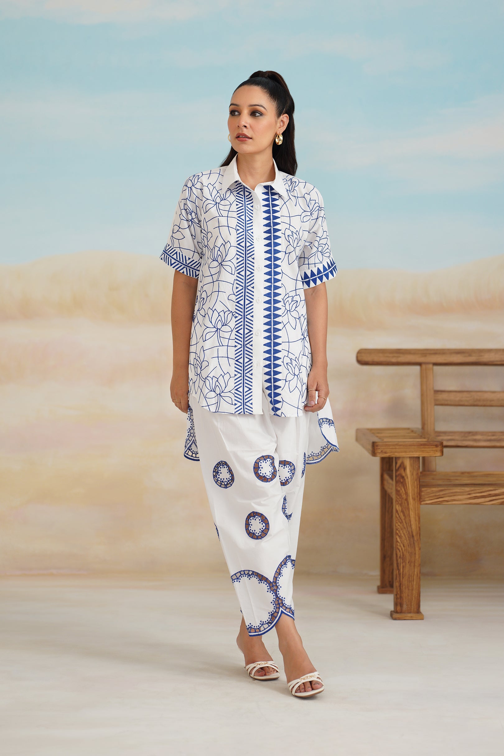 Latika Poplin Cotton Embroidered Matching Set