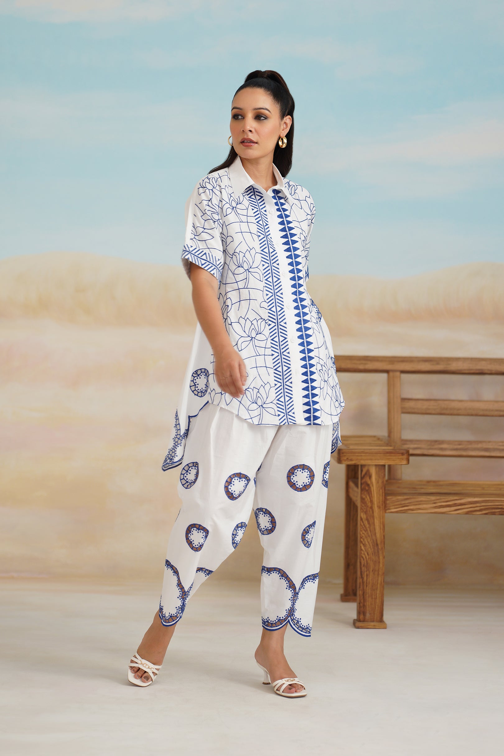 Latika Poplin Cotton Embroidered Matching Set