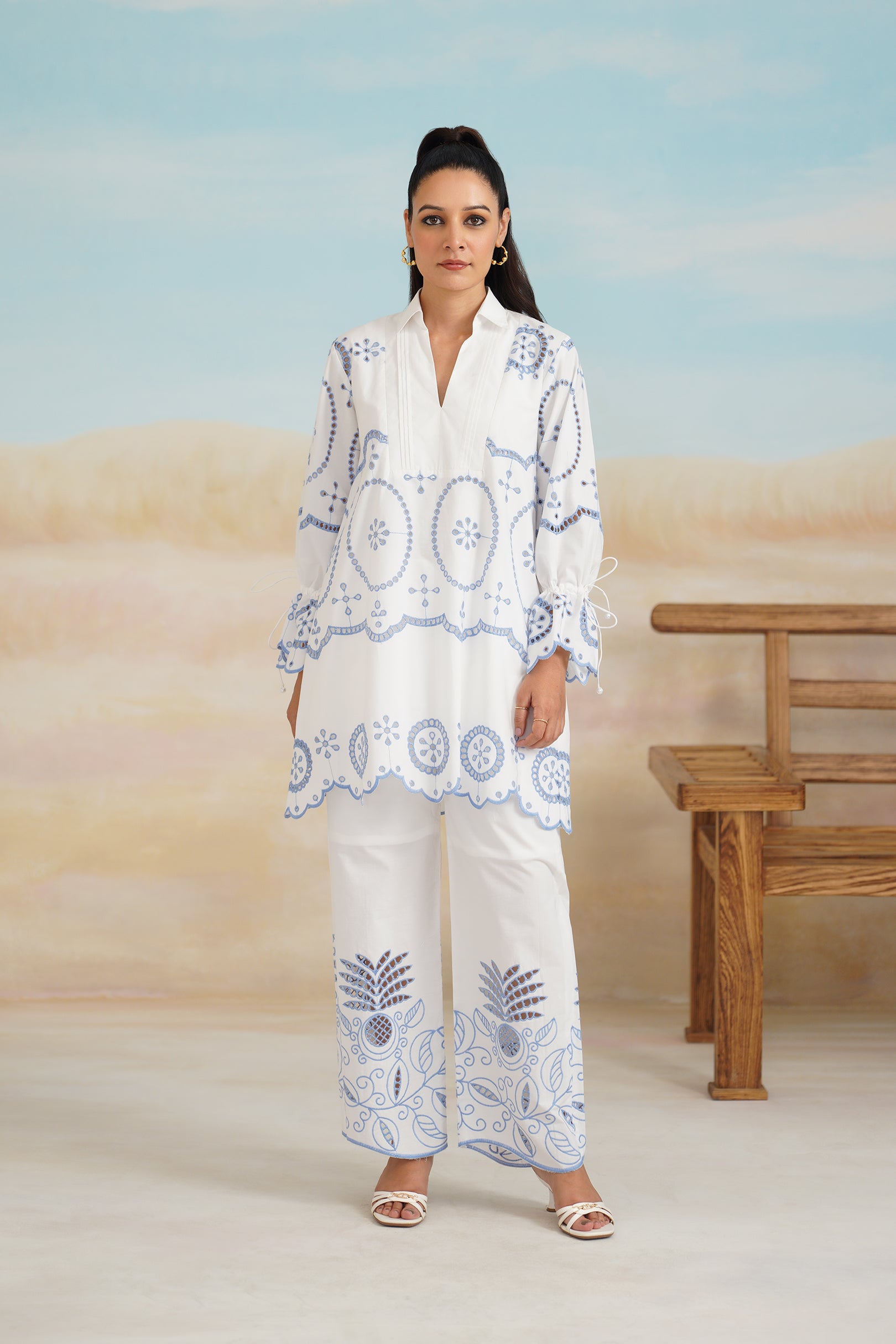 Shreya Poplin Cotton Embroidered Matching Set