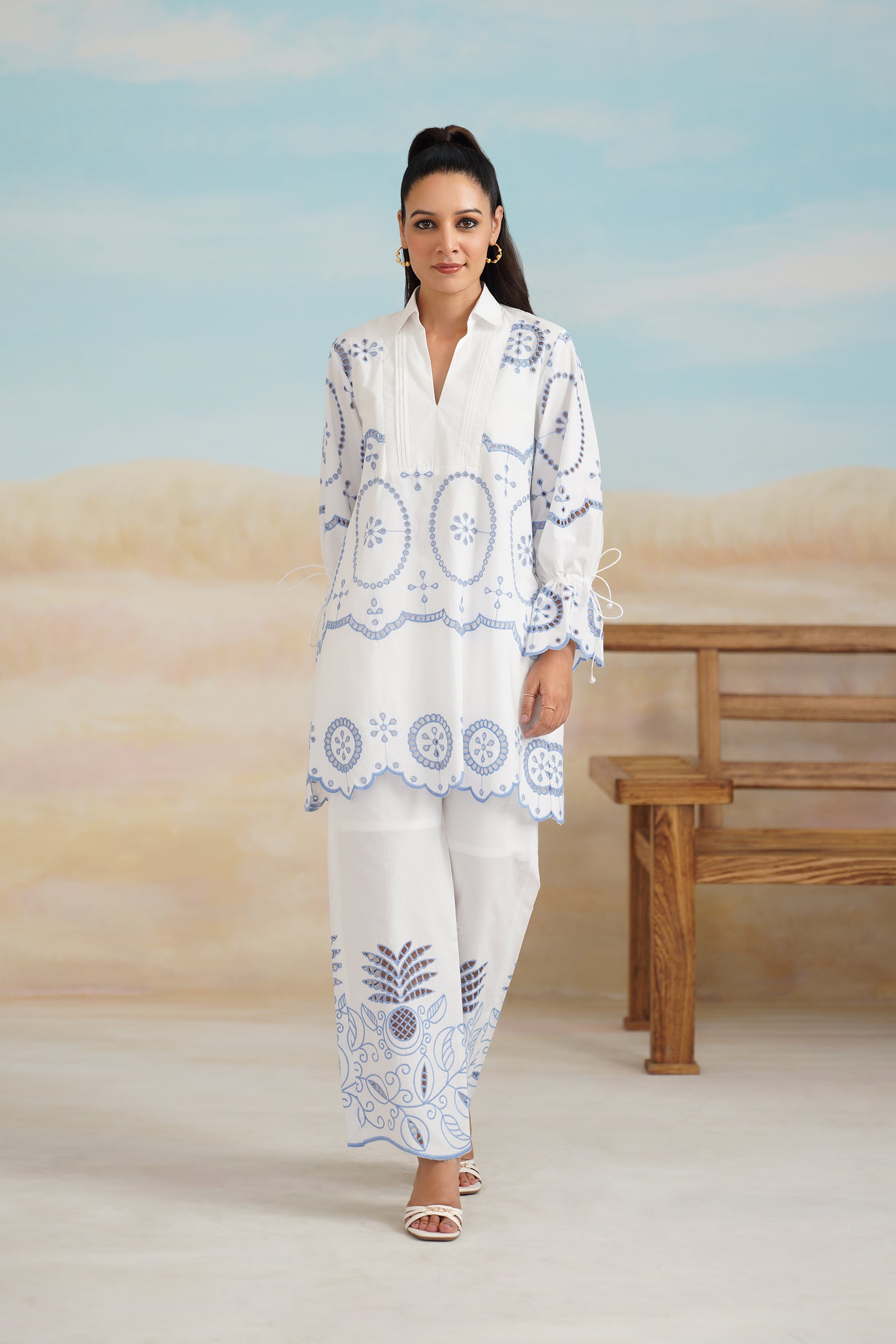 Shreya Poplin Cotton Embroidered Matching Set
