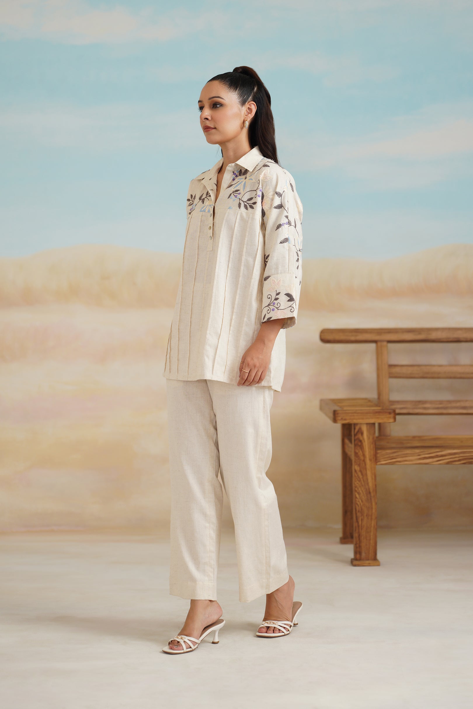 Naina Natural Cotton Embroidered Matching Set