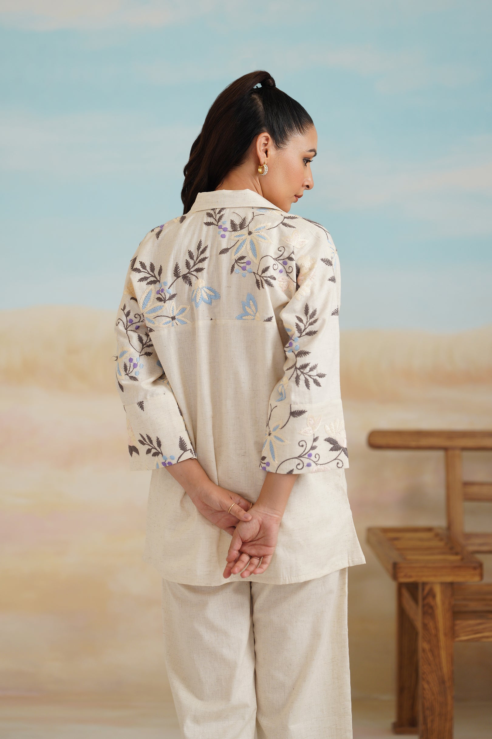 Naina Natural Cotton Embroidered Matching Set