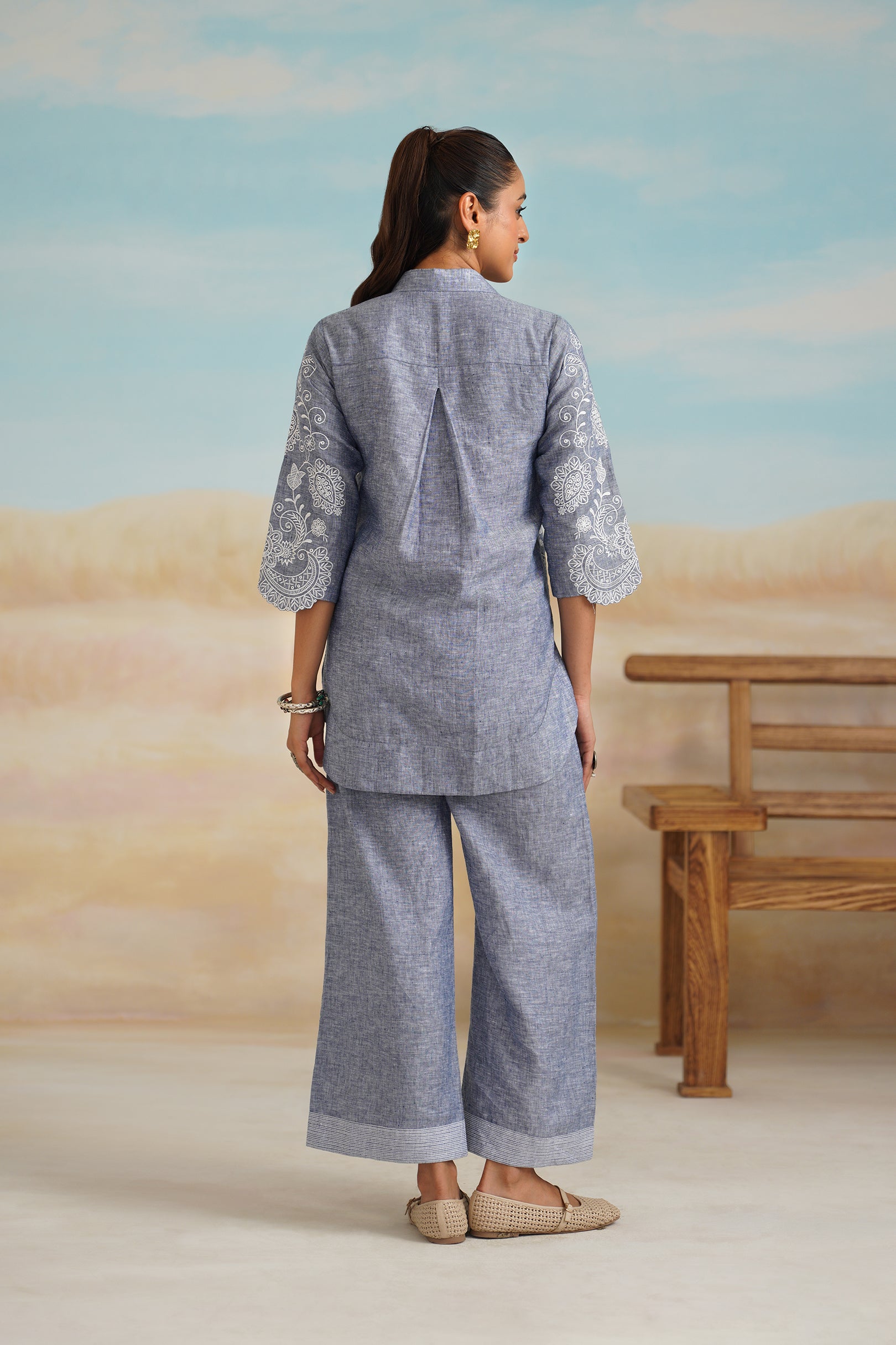 Aditi Pure Linen Embroidered Matching Set