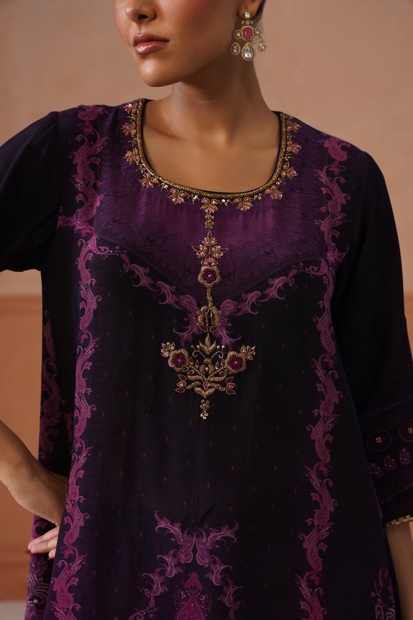 Mayra Crepe Embroidered Matching Set