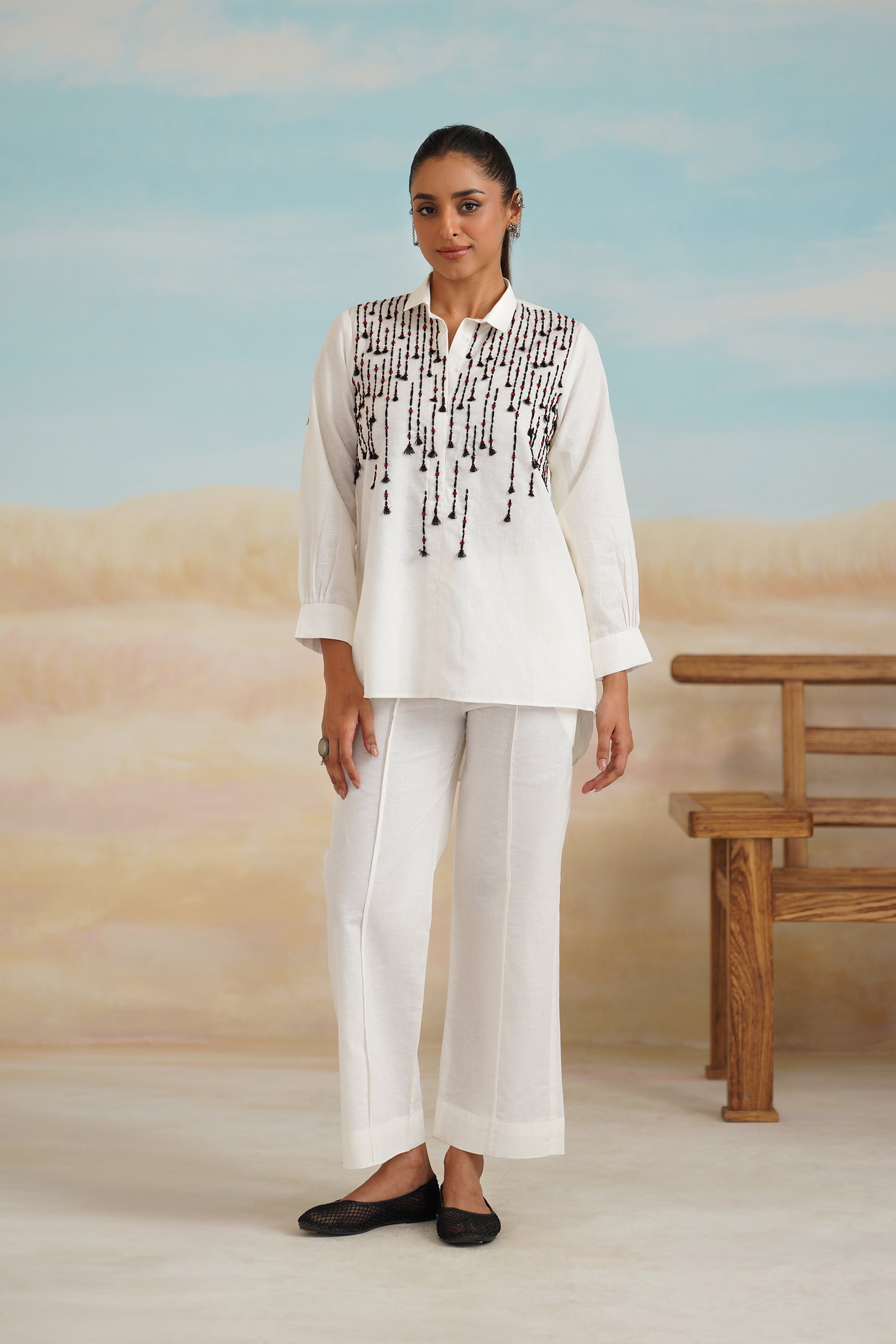 Shafak Cotton Linen Embroidered Matching set