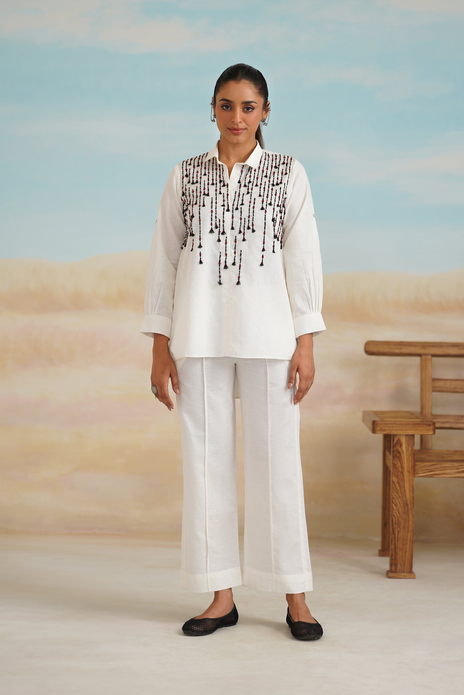 Shafak Cotton Linen Embroidered Matching set