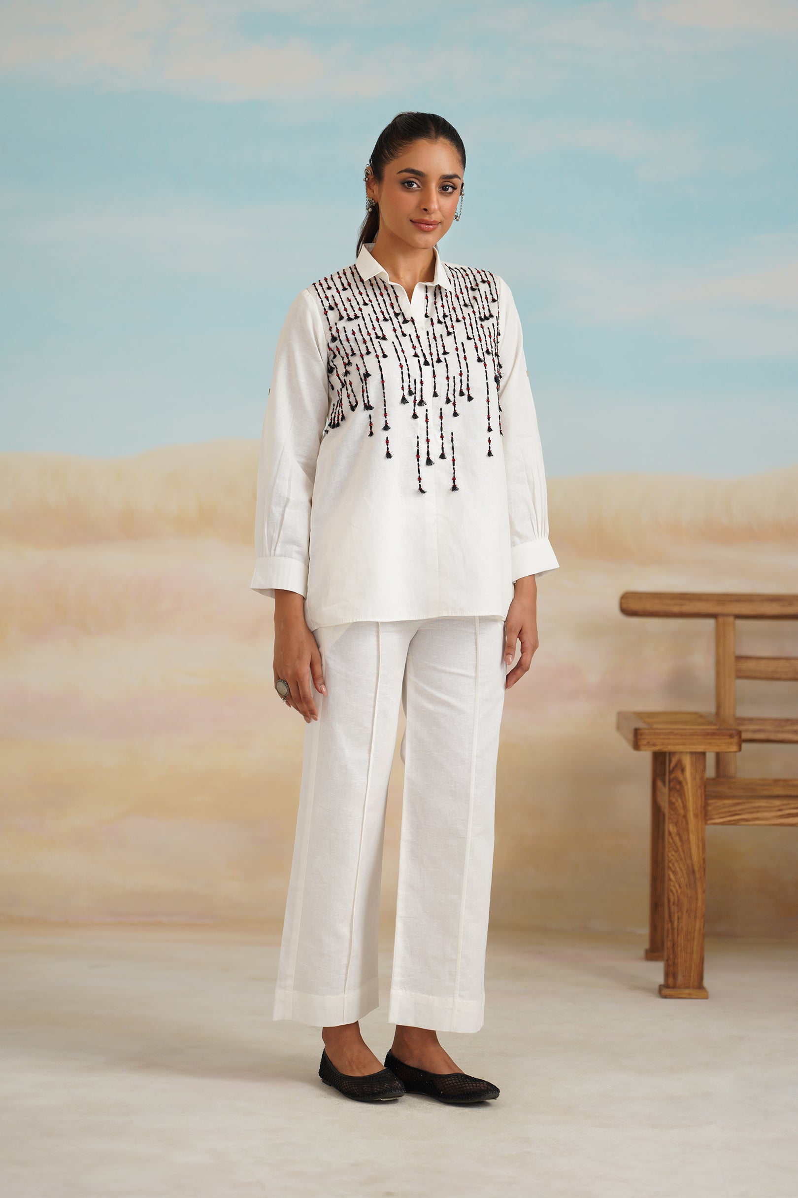 Shafak Cotton Linen Embroidered Matching set