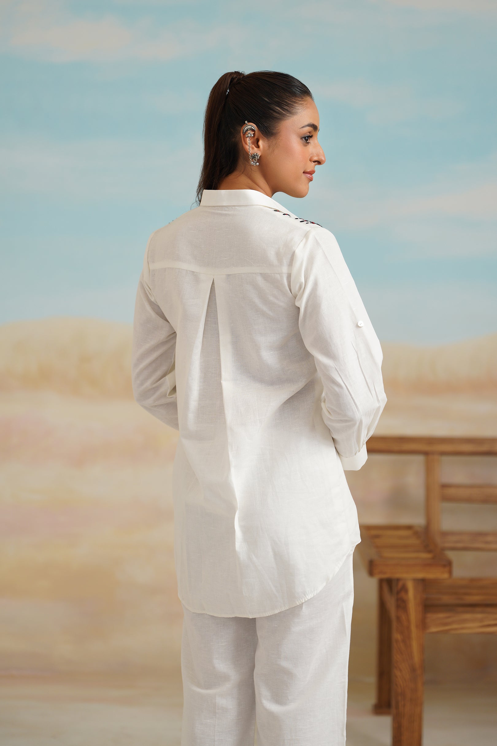 Shafak Cotton Linen Embroidered Matching set