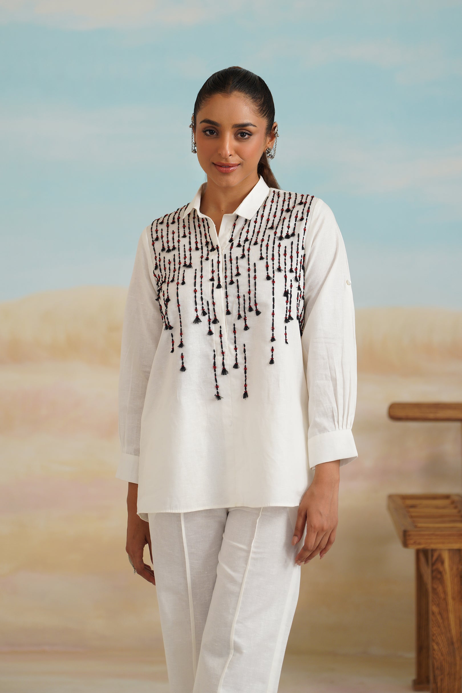 Shafak Cotton Linen Embroidered Matching set