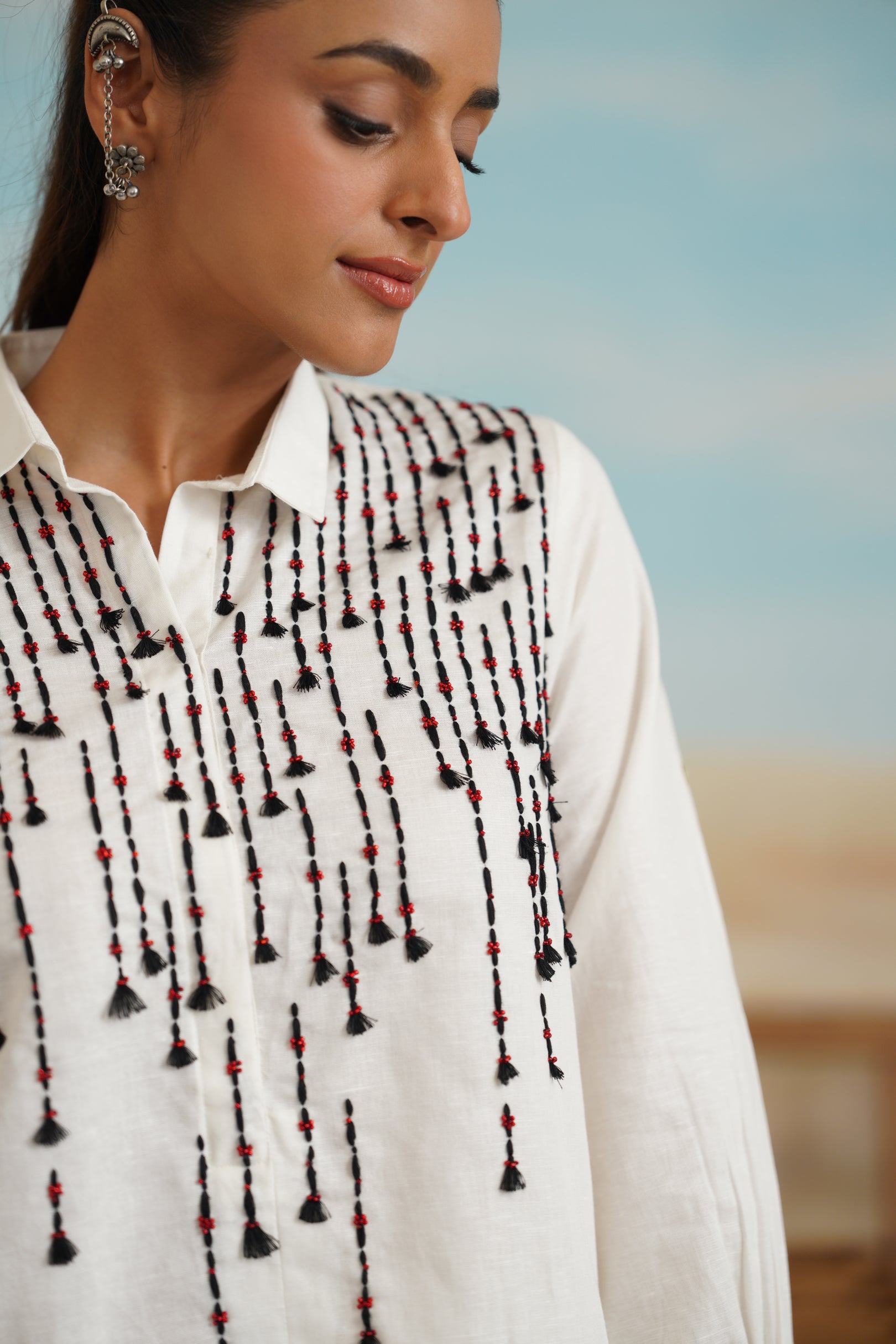Shafak Cotton Linen Embroidered Matching set