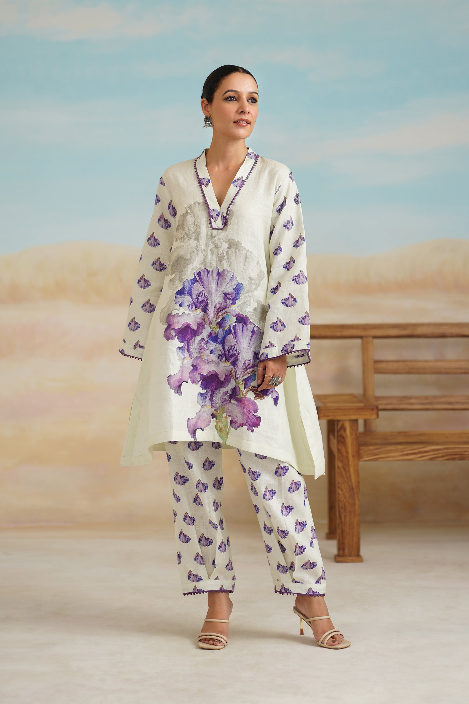 Orchid Pure Linen Printed Matching Set