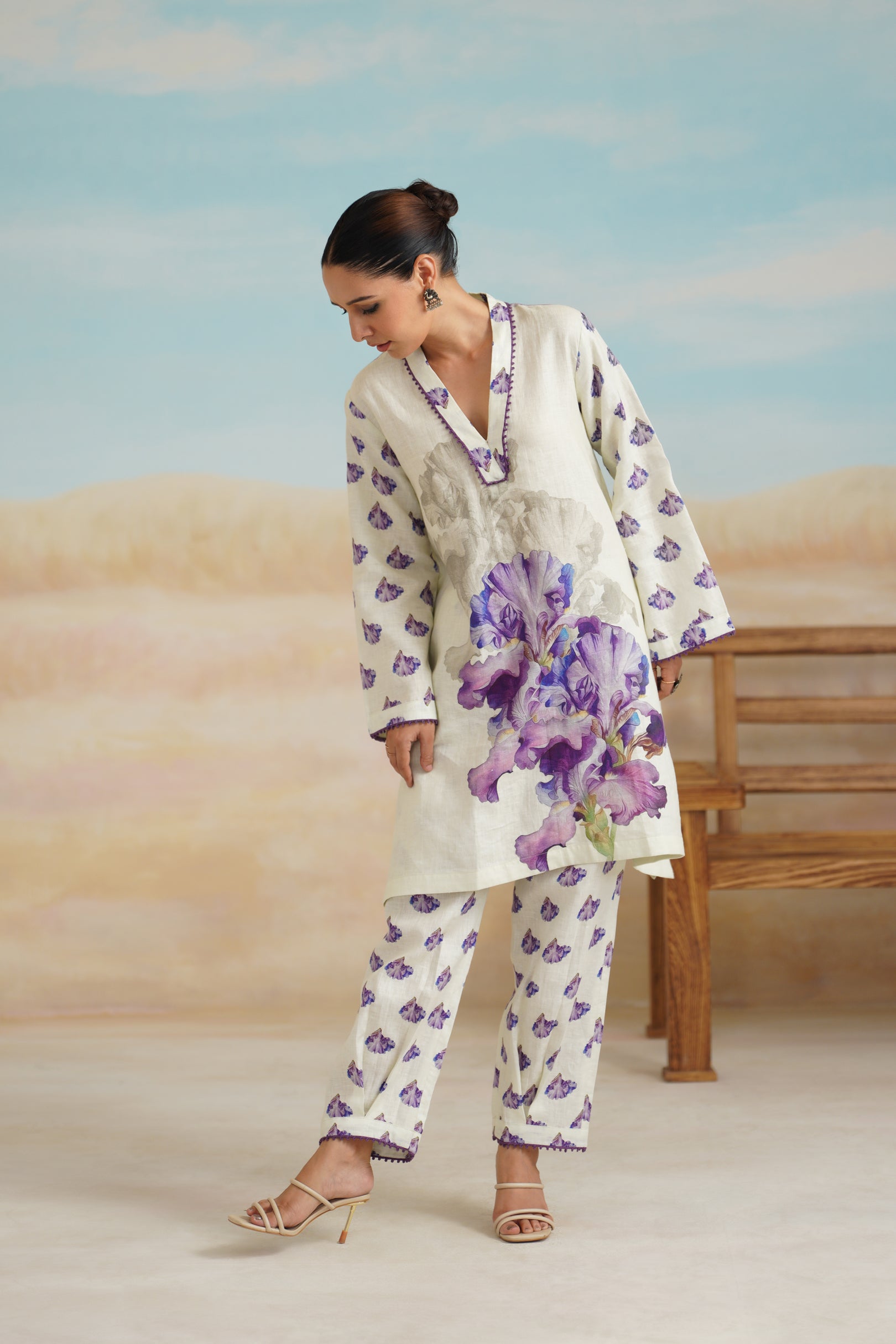 Orchid Pure Linen Printed Matching Set