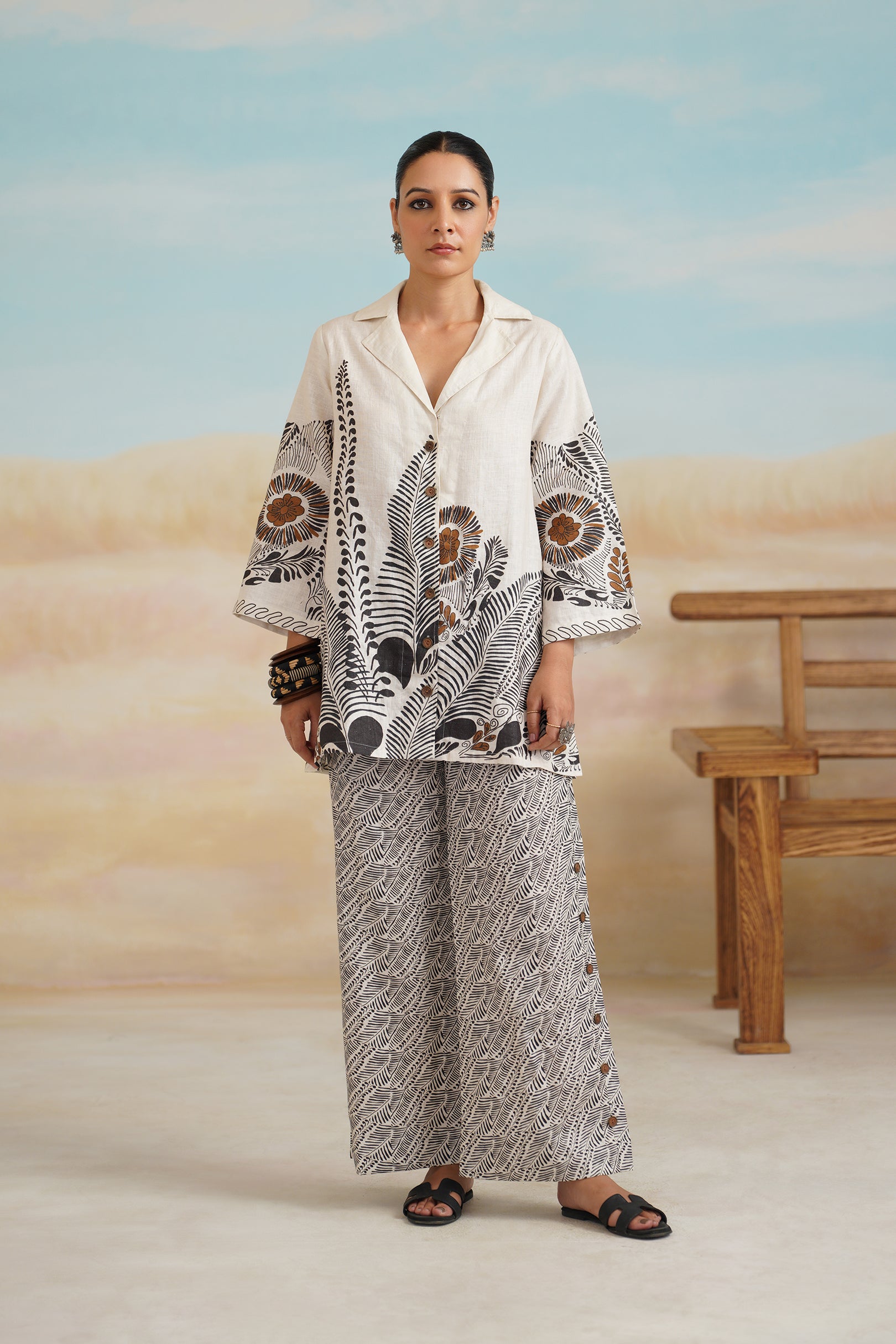 Stellar Pure Linen Printed Matching Set