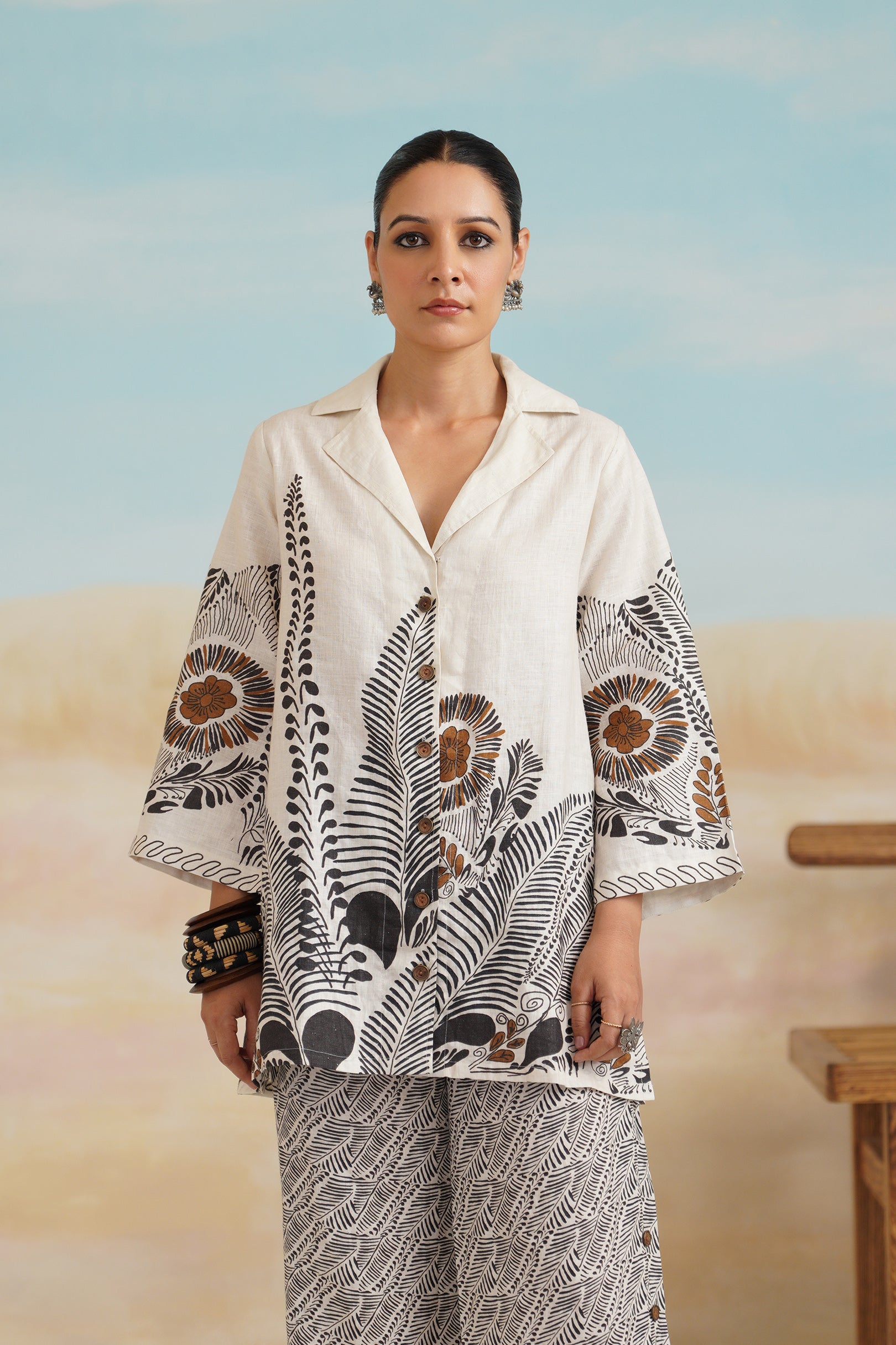 Stellar Pure Linen Printed Top