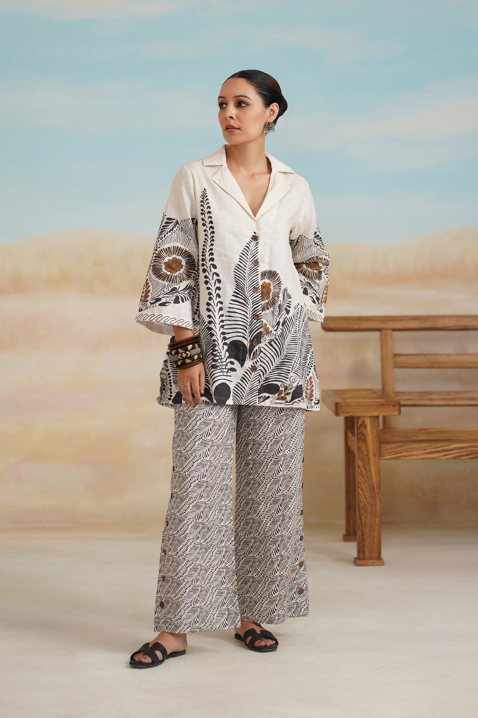 Stellar Pure Linen Printed Matching Set