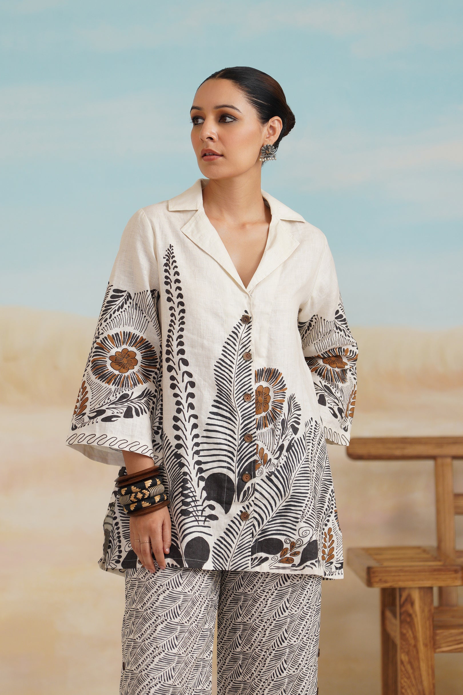 Stellar Pure Linen Printed Top