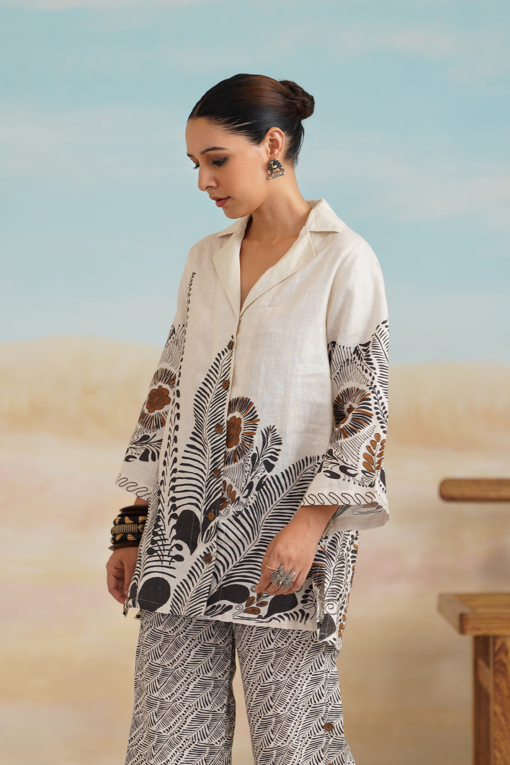 Stellar Pure Linen Printed Top