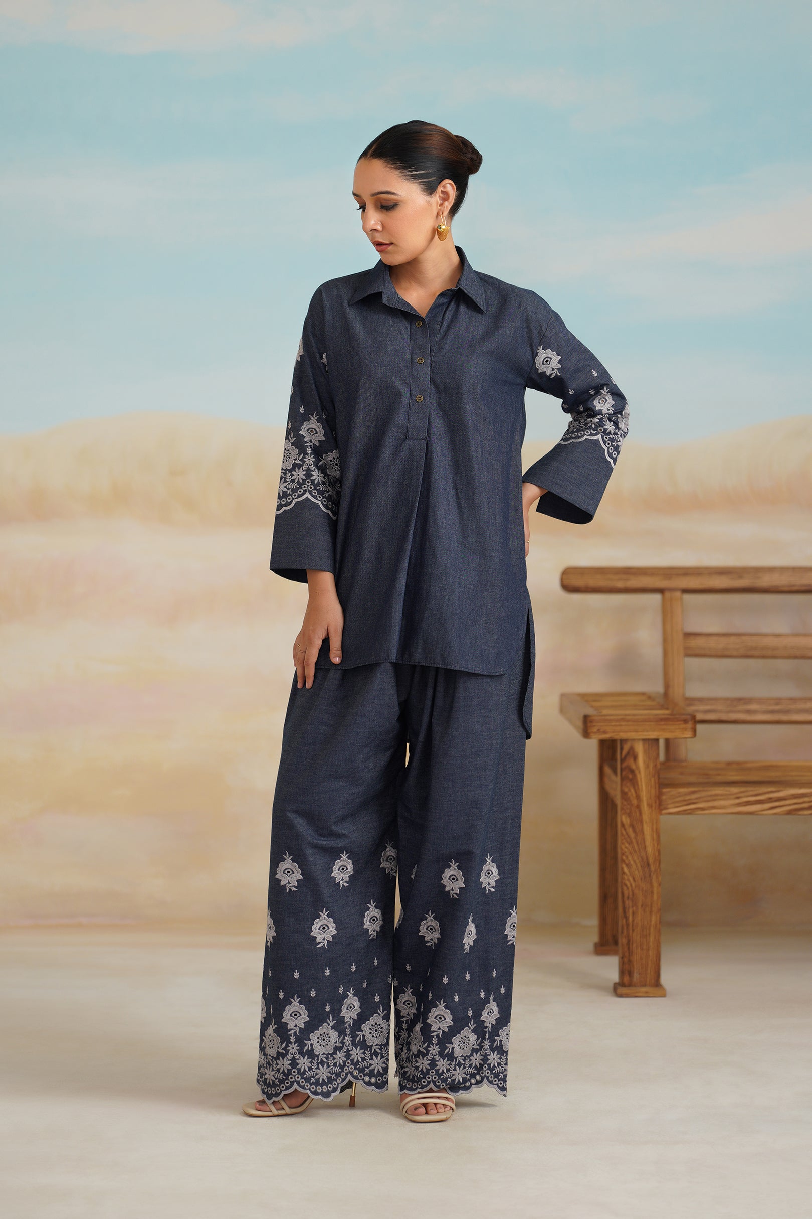 Chahat Denim Embroidered Matching Set