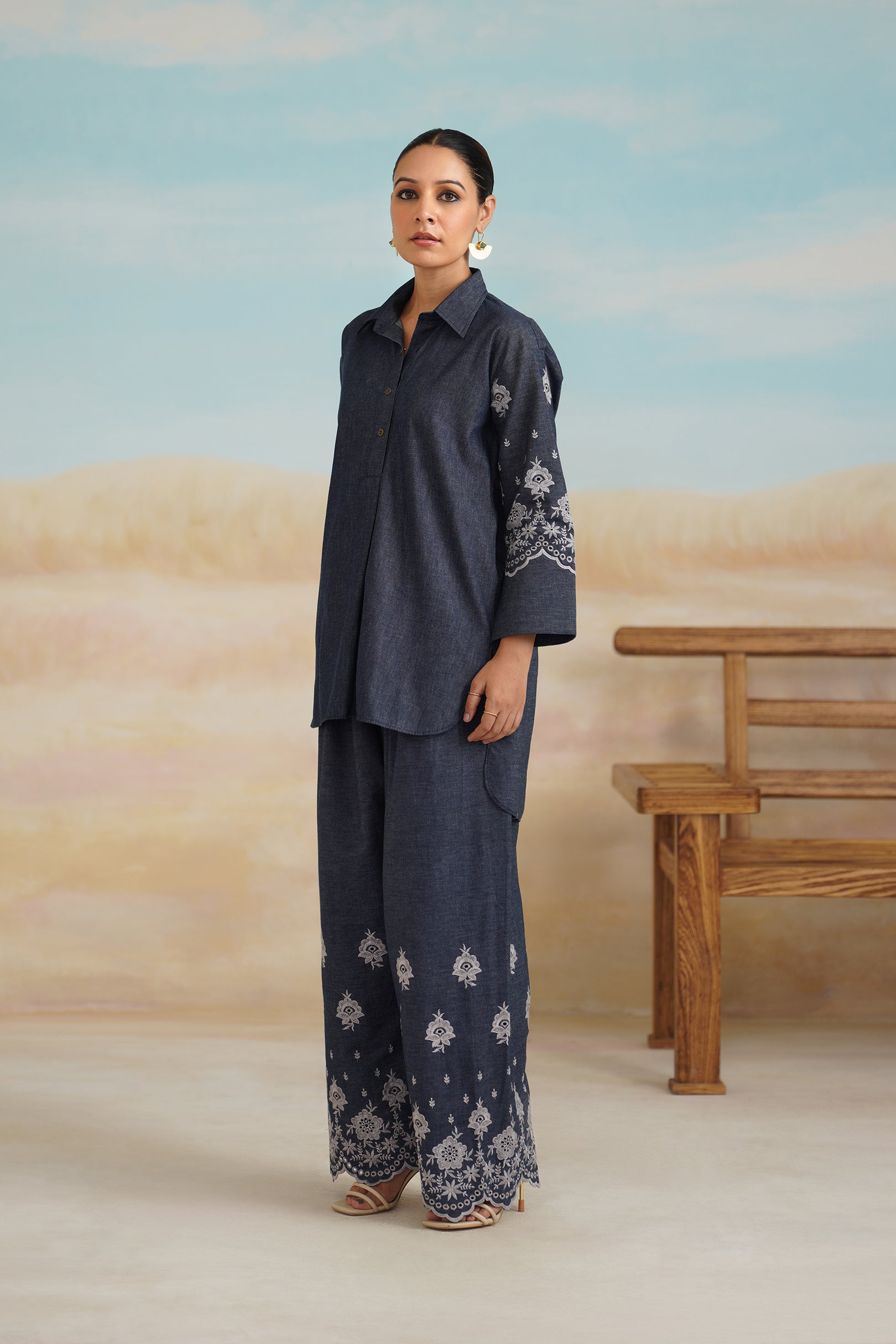 Chahat Denim Embroidered Matching Set