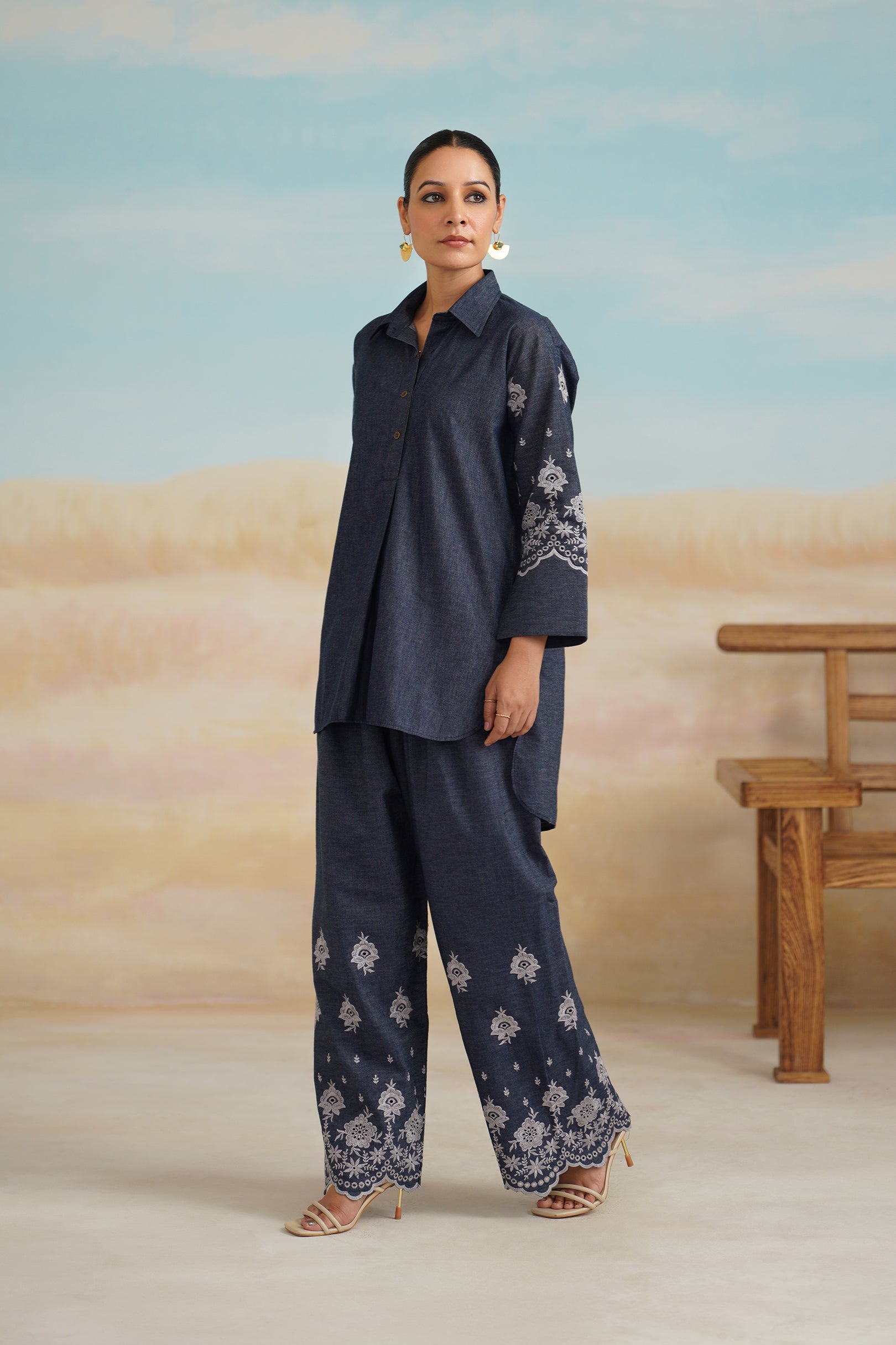 Chahat Denim Embroidered Matching Set