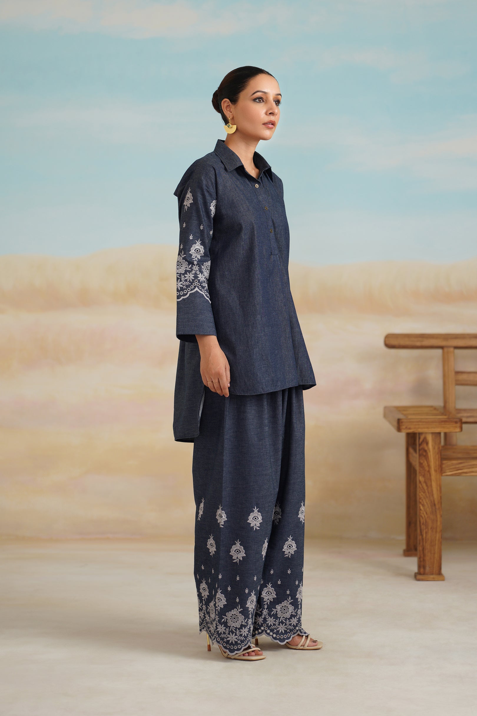 Chahat Denim Embroidered Matching Set