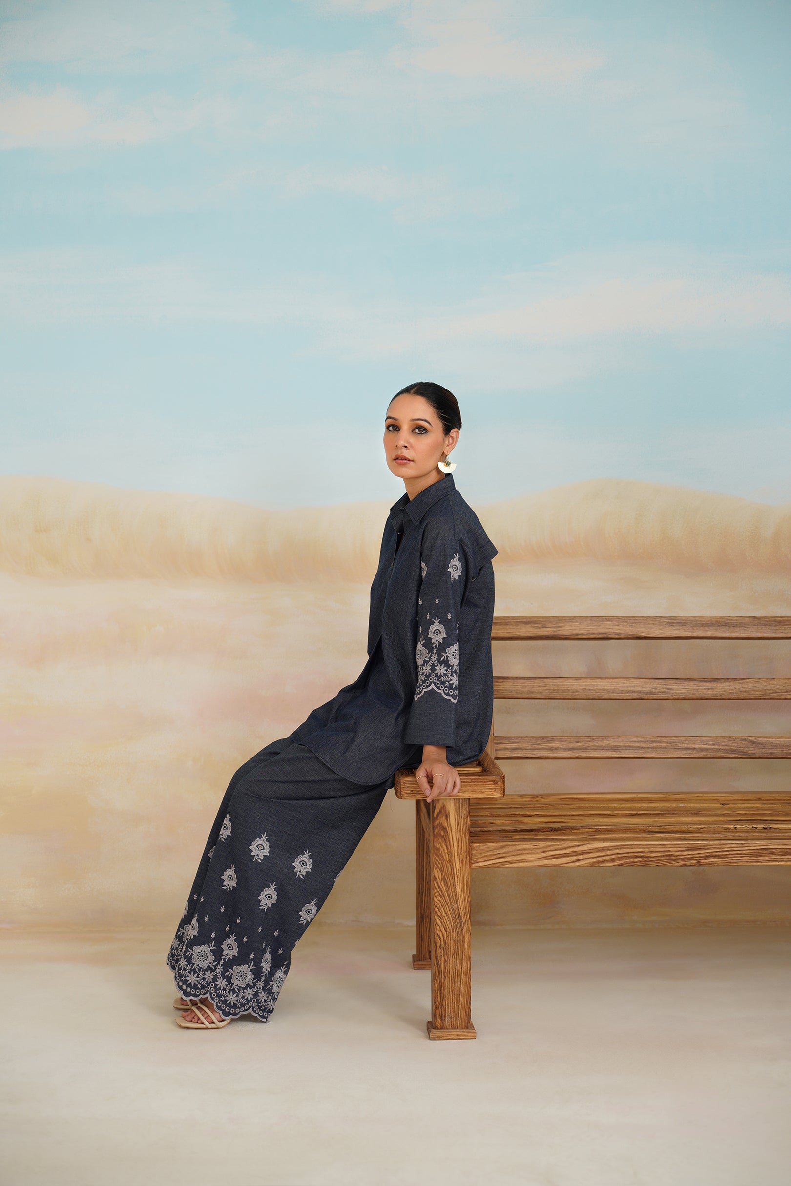 Chahat Denim Embroidered Matching Set