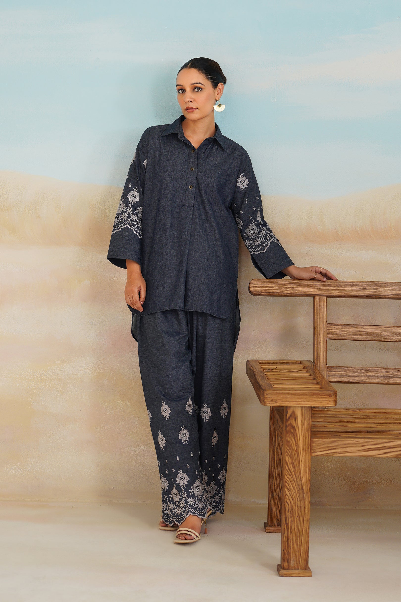 Chahat Denim Embroidered Matching Set