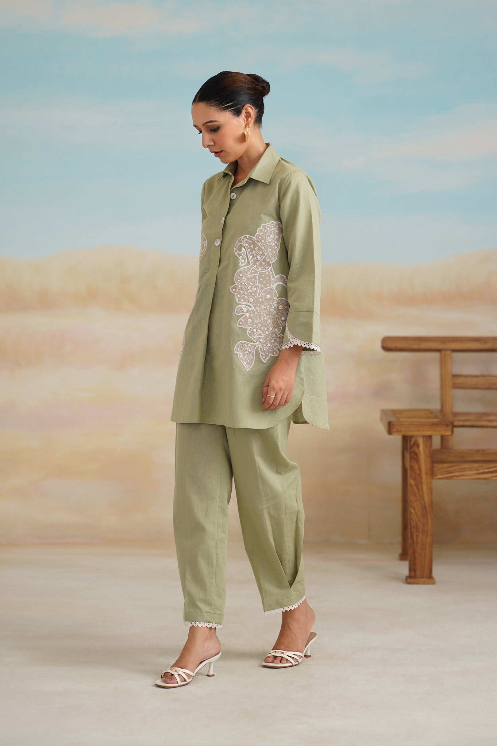 Ishika Cotton Linen Embroidered Matching Set